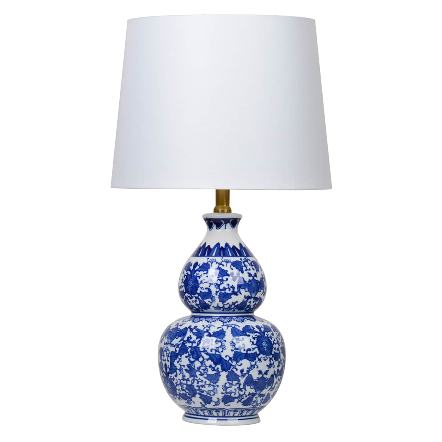 Providence Blue & White Chinoiserie Double Gourd Medium Table Lamp with Shade, 24"