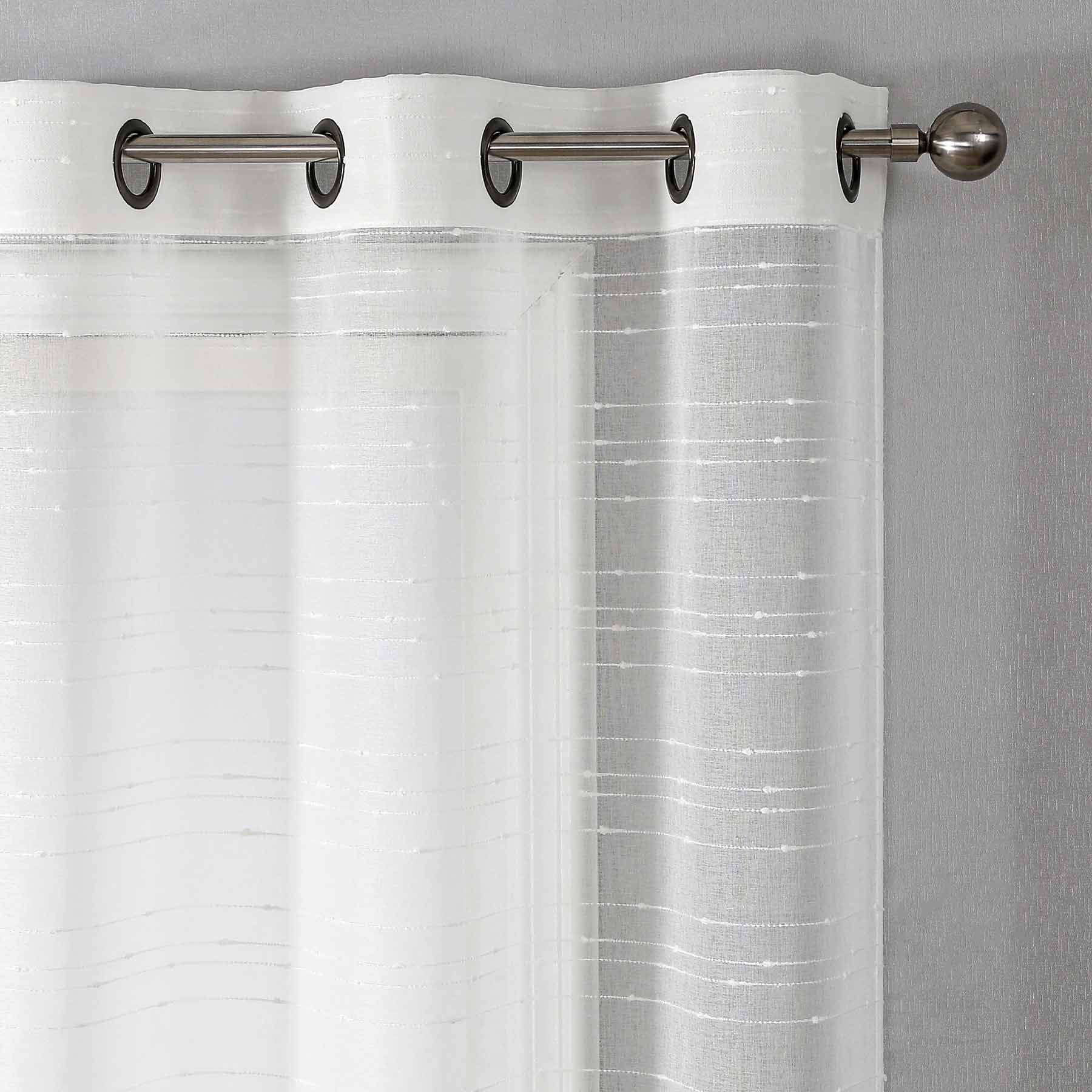 2-Pack White Textured Sheer Grommet Curtain Panels, 84"