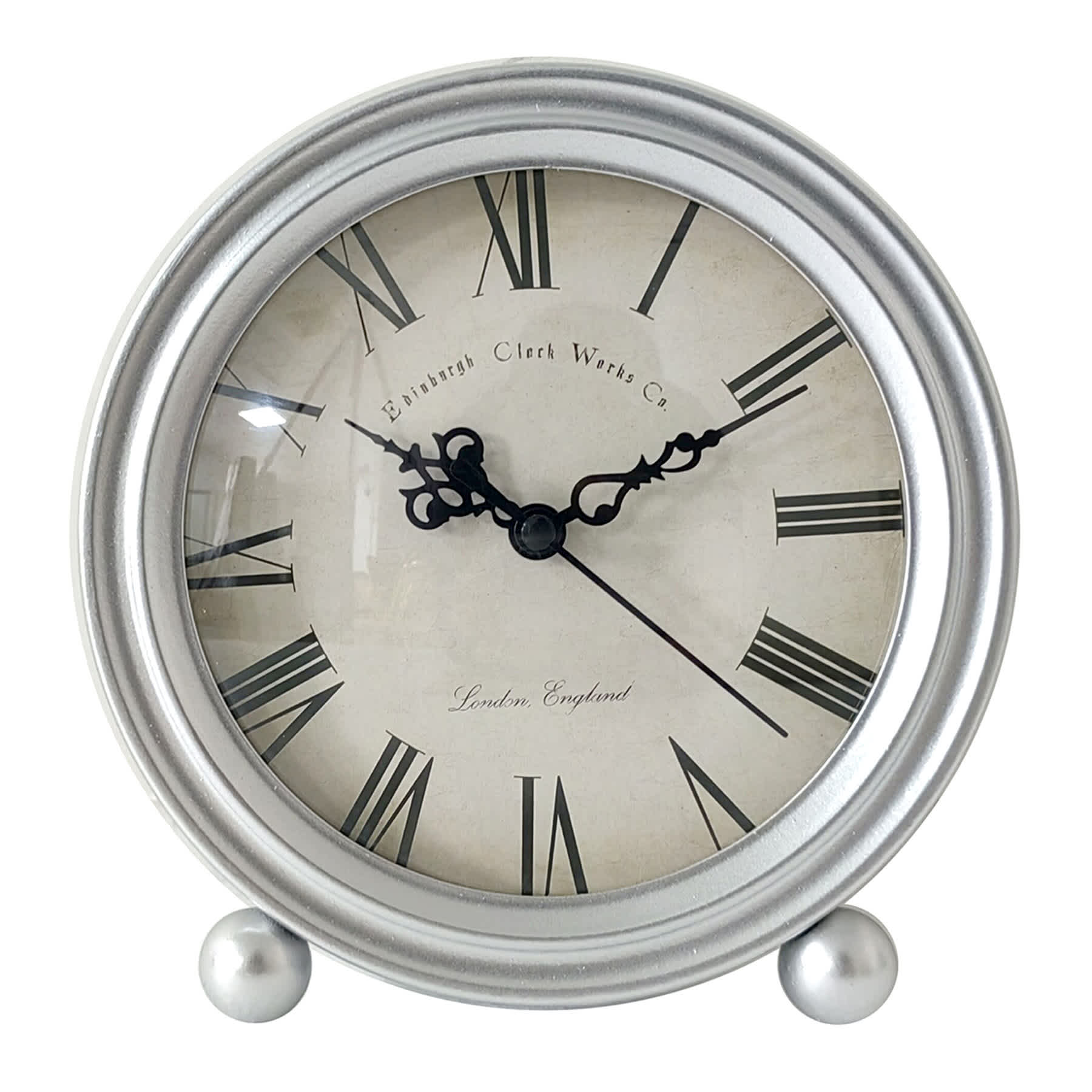 Providence Silver Metal Round Clock, 6x7