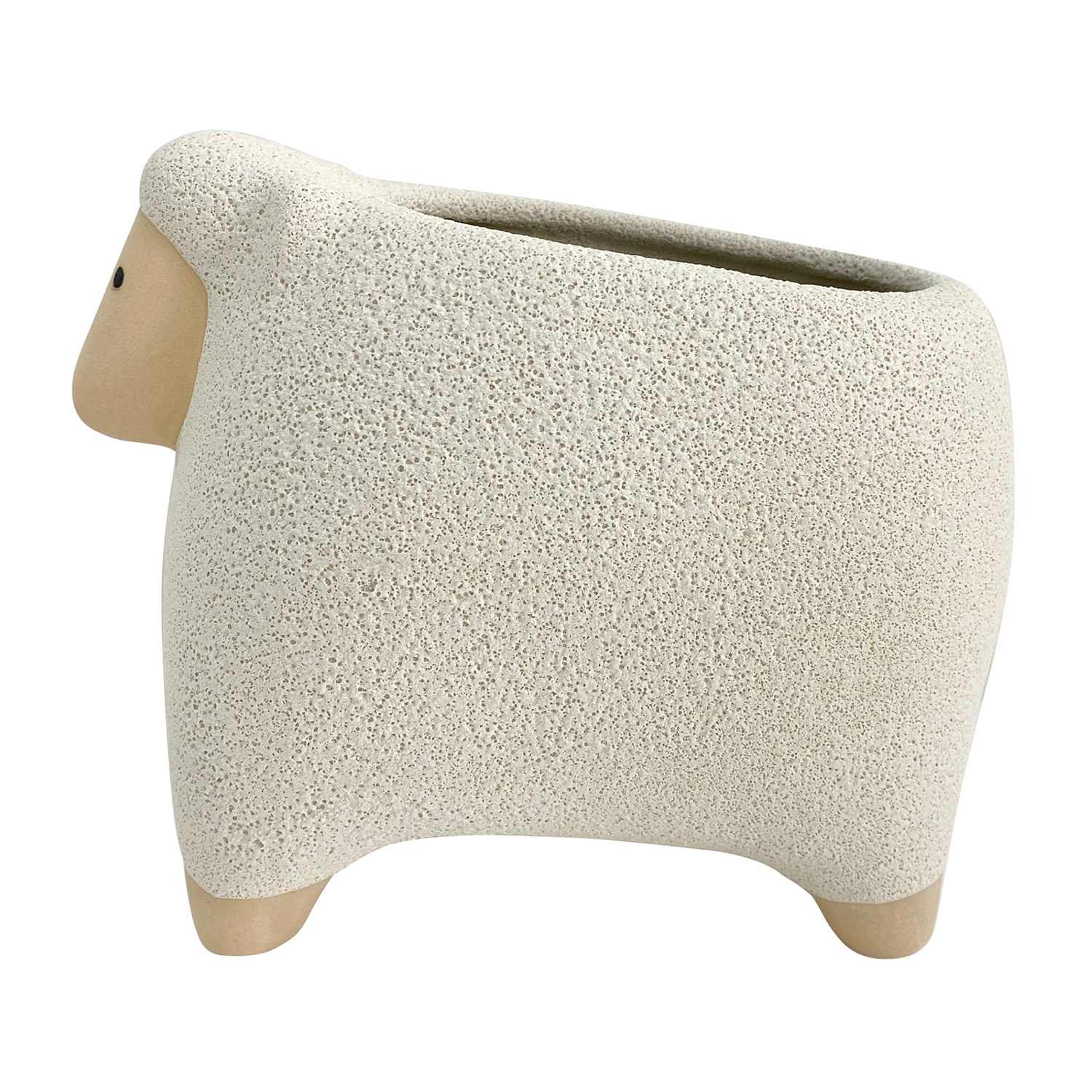 Honeybloom Neutral Speckled Ceramic Sheep Vase, 6.5"