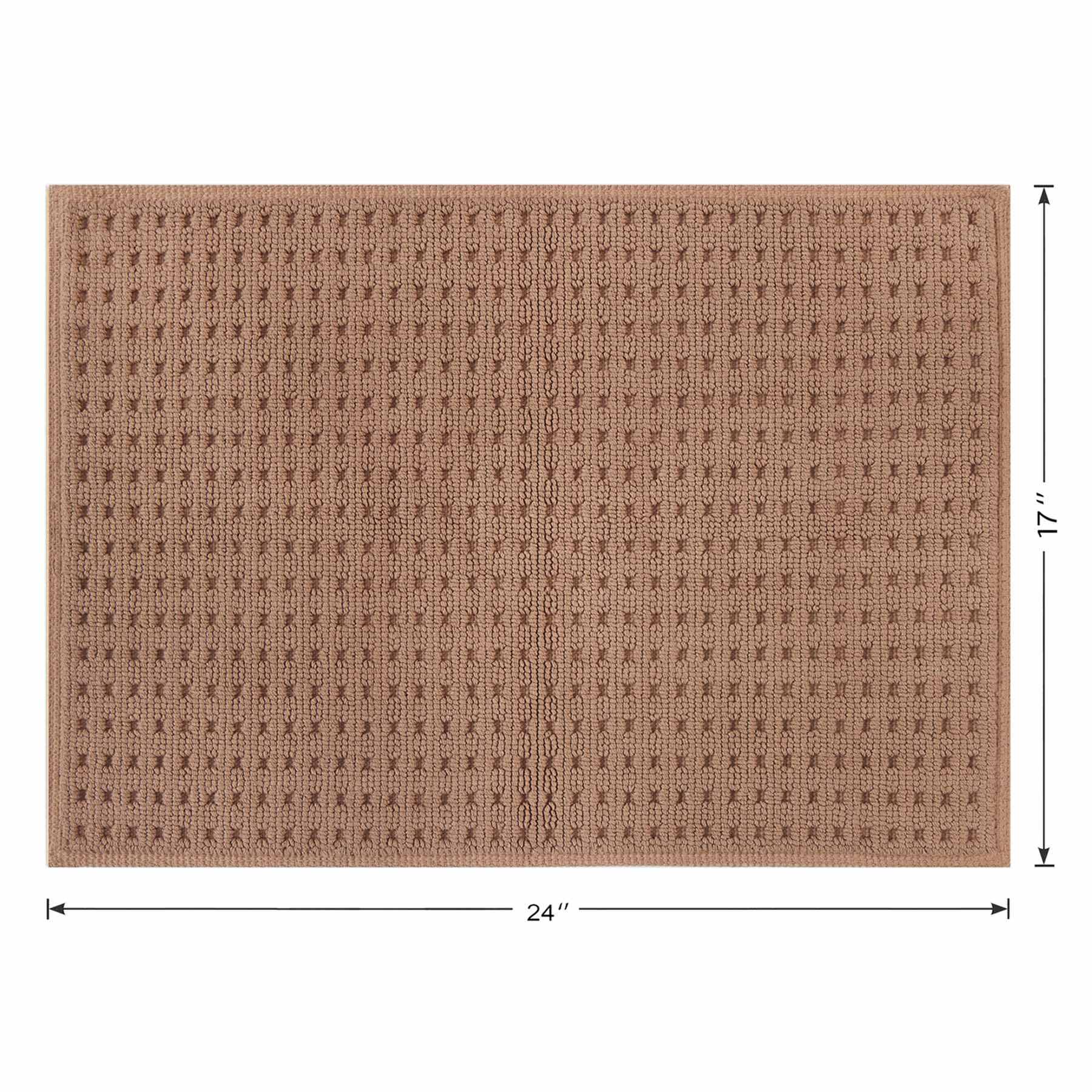 Crosby St. Brown Waffle Cotton Antimicrobial Bath Rug, 17x24