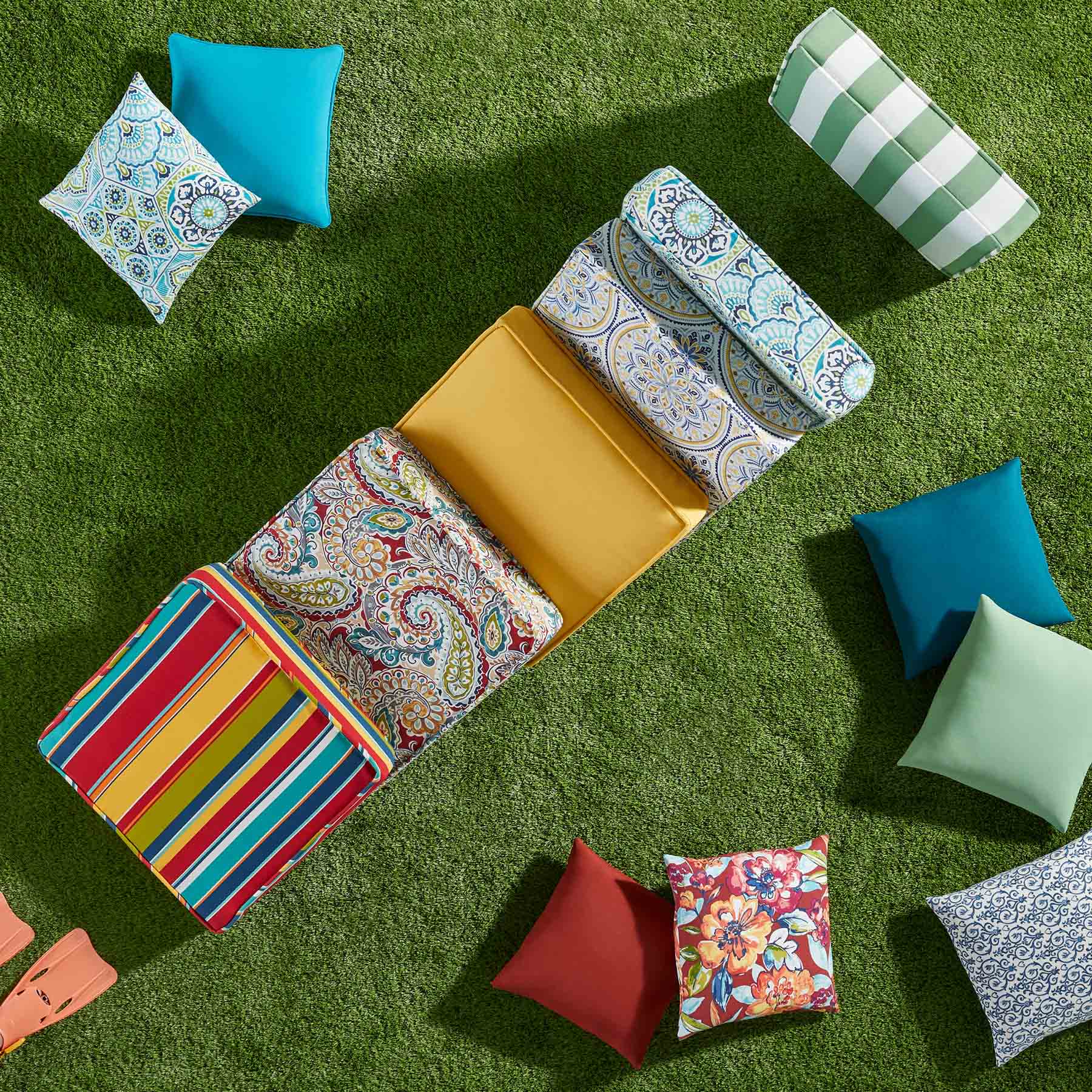 Calista Teal Square Outdoor Throw Pillow, 16"