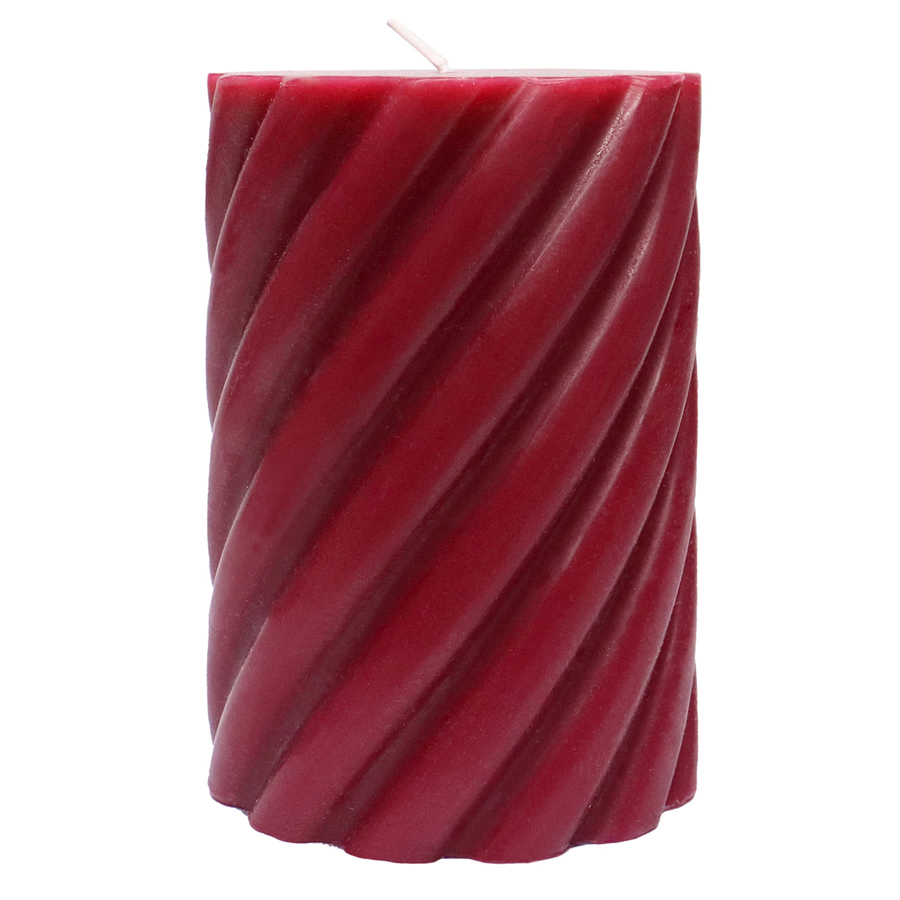 Willow Crossley Red Unscented Twisted Pillar Candle, 3x4