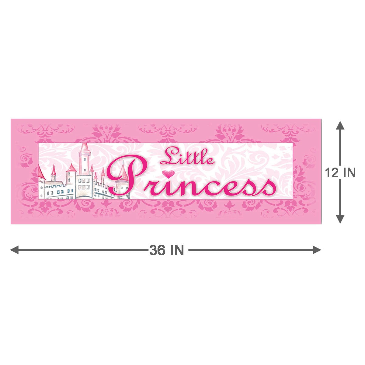 Pink Little Princess Canvas Wall Art, 12x36