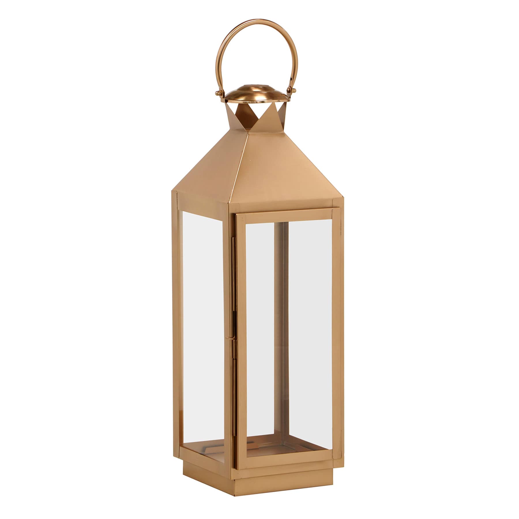 Copper Lantern with Glass, 24"