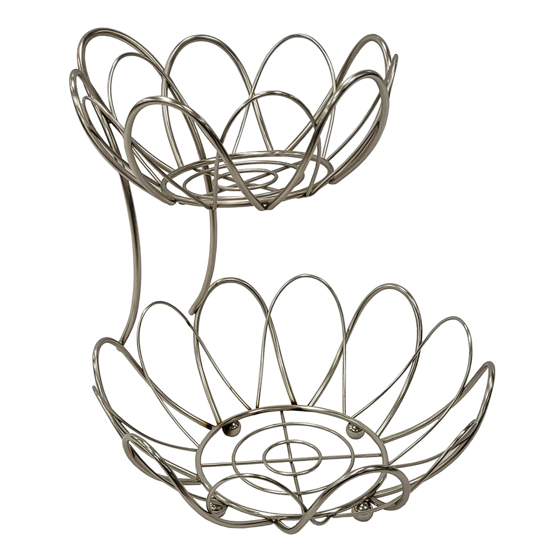 2-Tier Nickel Flower Fruit Basket