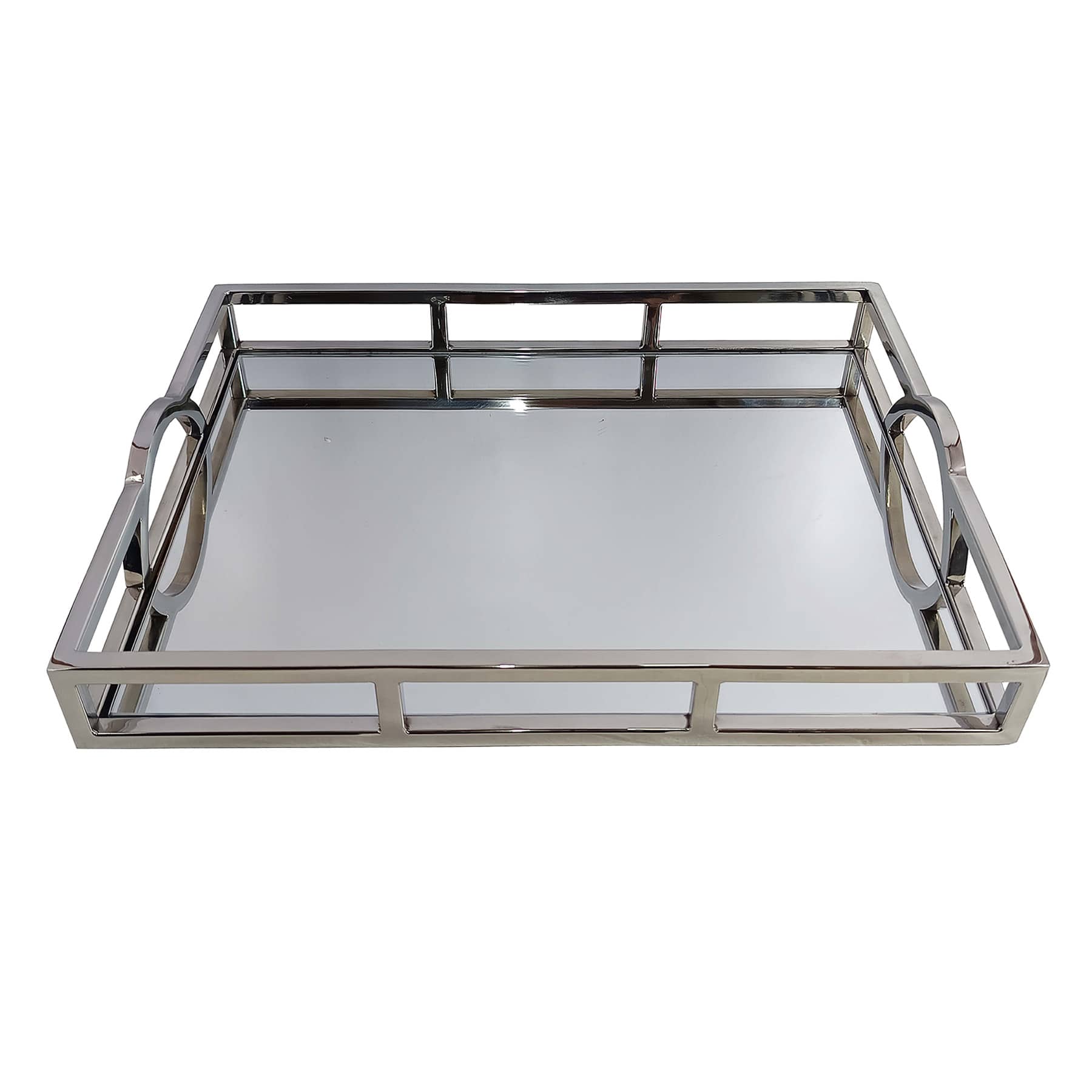 Silver Rectangular Mirrored Tray, 15x11