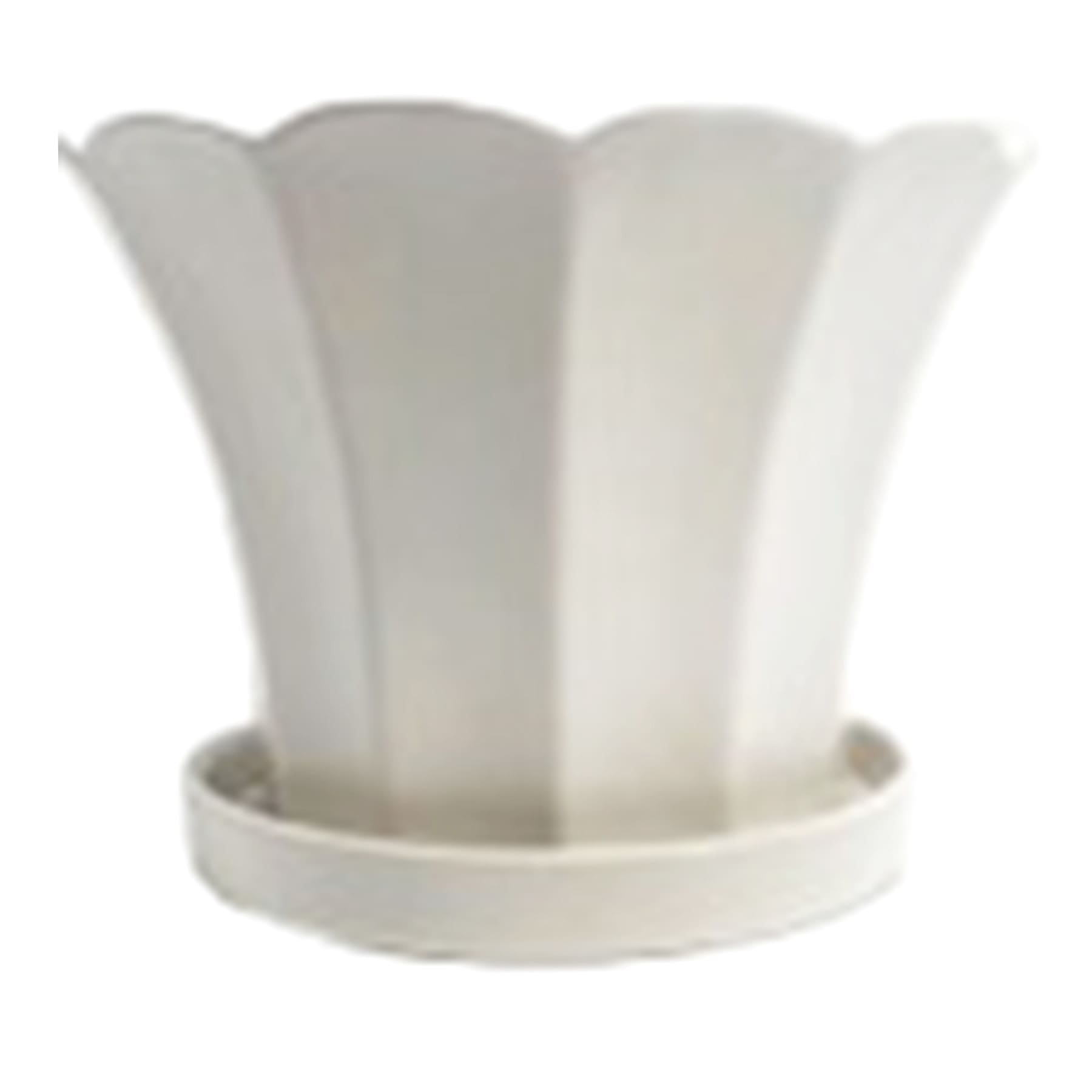 Indoor White Tulip Planter with Saucer, Medium