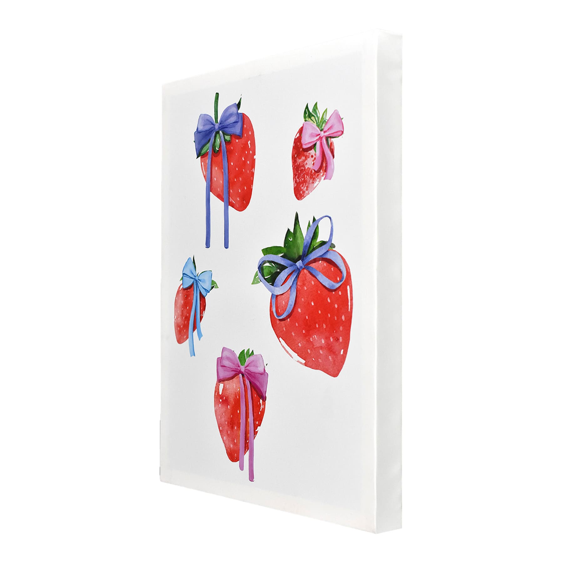 Strawberries with Bows Canvas Wall Art, 12x16