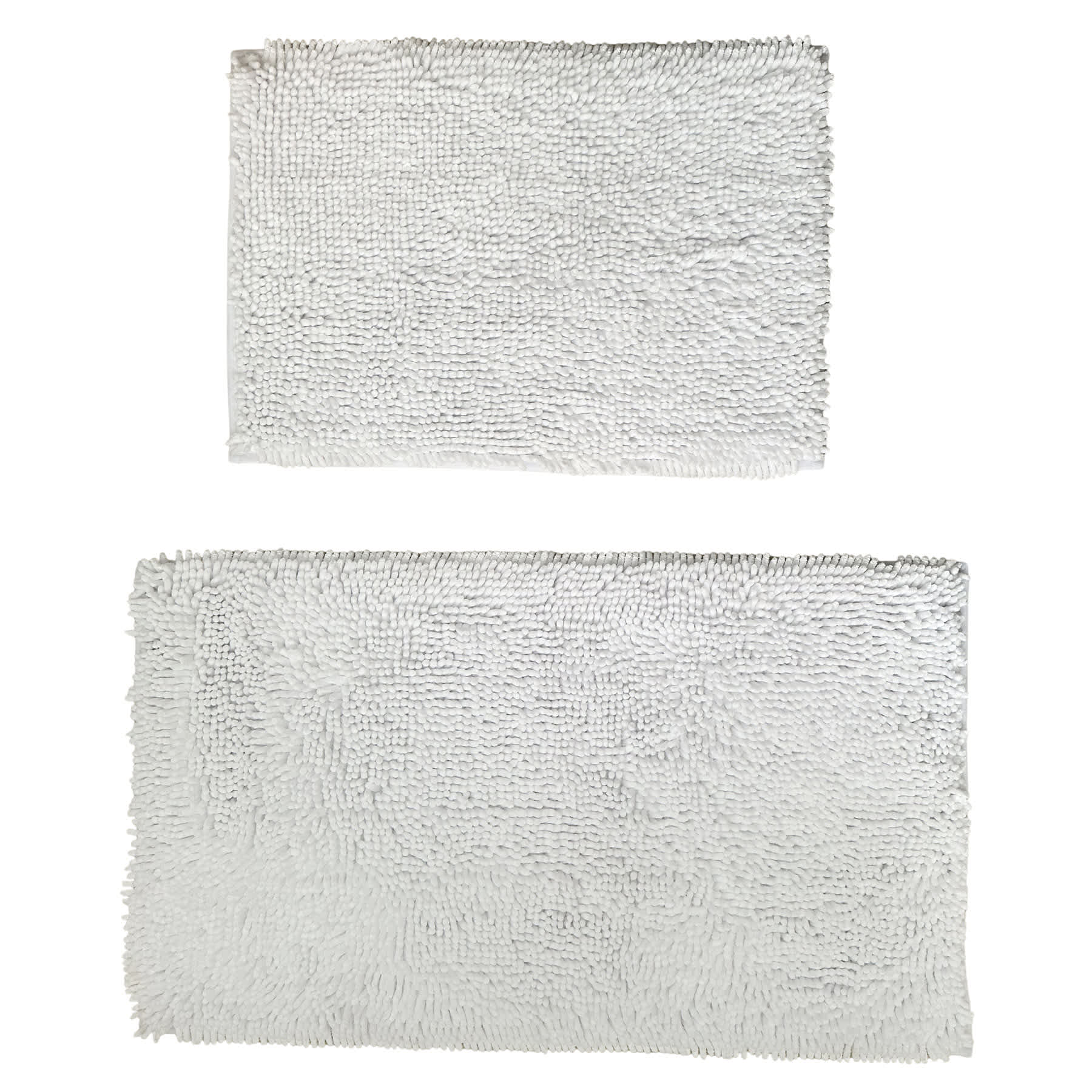2-Pack White Shiny Noodle Bath Rug Set, 17x24 & 20x34