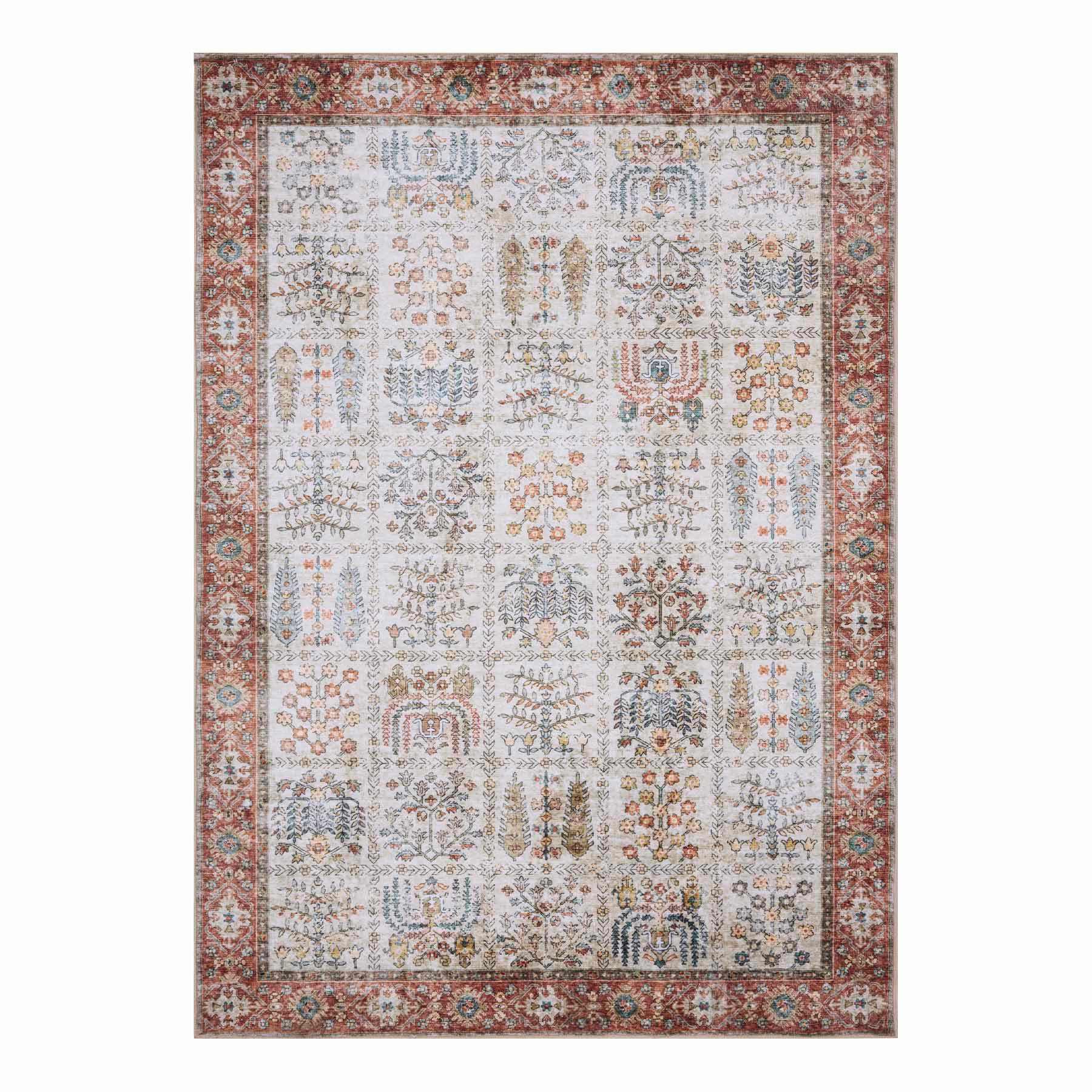 (D621) Freya Terracotta Medallion Area Rug, 5x7