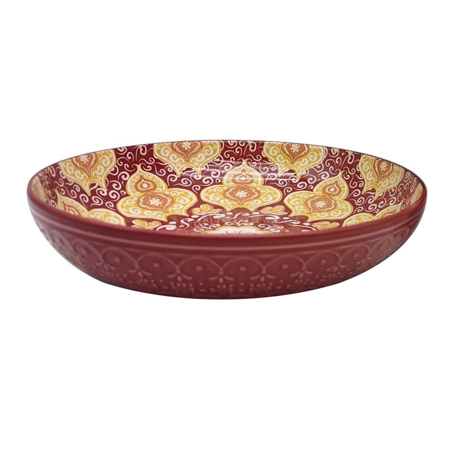Found & Fable Burgundy Kaleidoscope Dinner Bowl, 8.2"