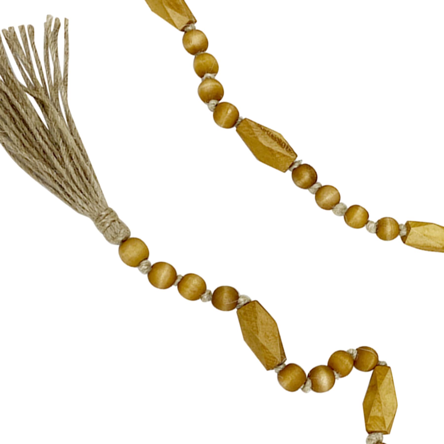 Wood Beaded Garland with Tassel, 55"