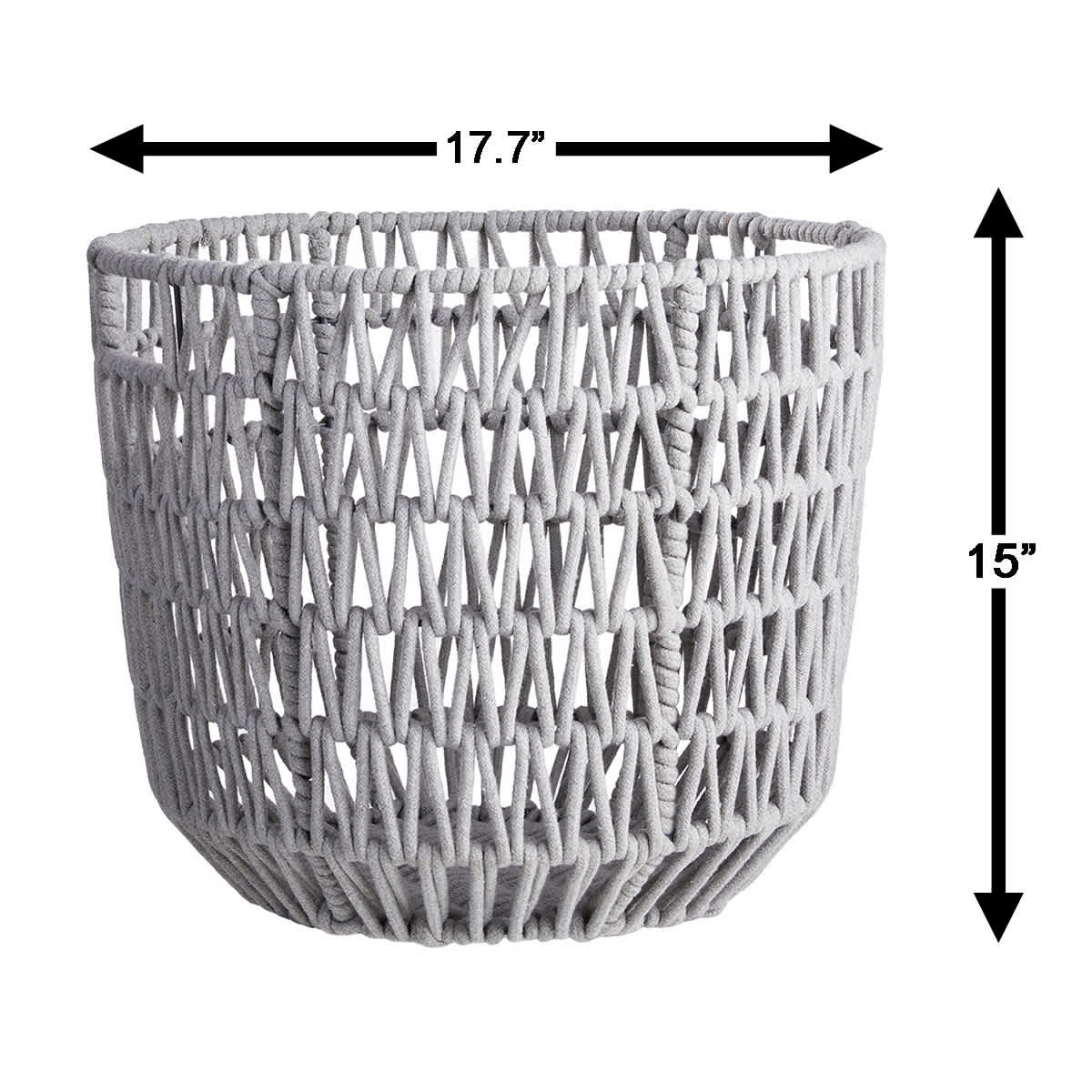 Round Poly Rope Basket Grey L