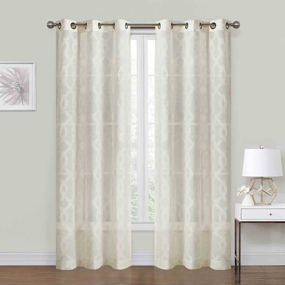 Providence Zoey Natural Clipped Sheer Curtain Panel, 84"