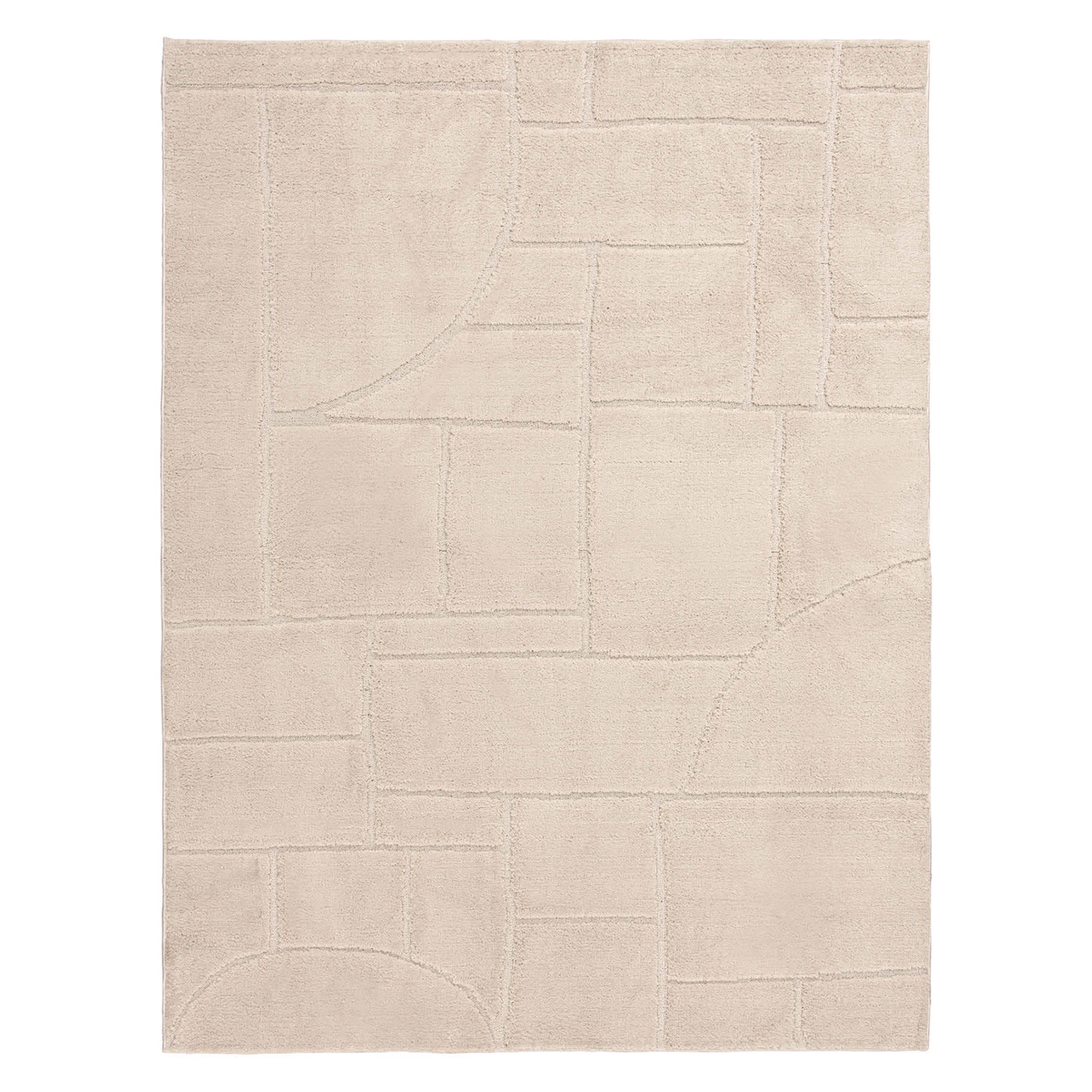 (D607) Crosby St. Athena Cosmo Cream High-Low Area Rug, 5x7