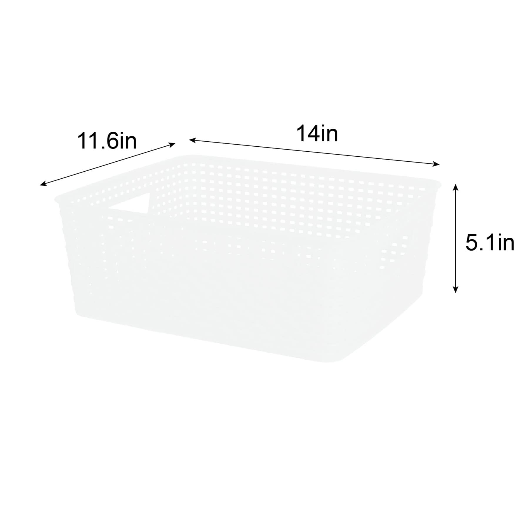 Bright White Rectangle Crossover Weave Storage Basket, Medium