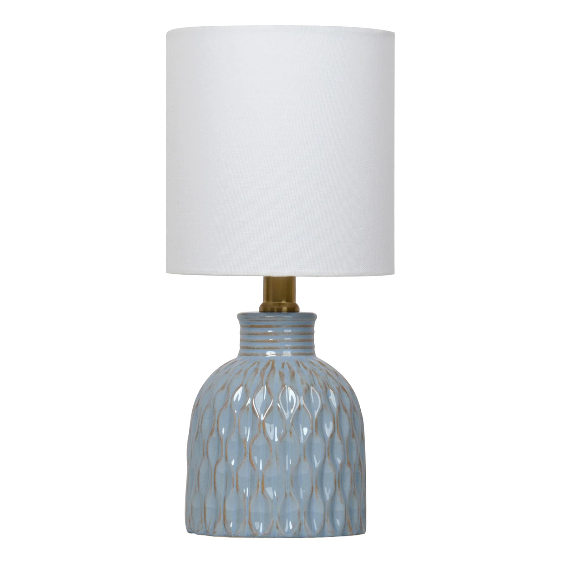 Blue Ceramic Patterned Mini Table Lamp with Shade, 12.5"