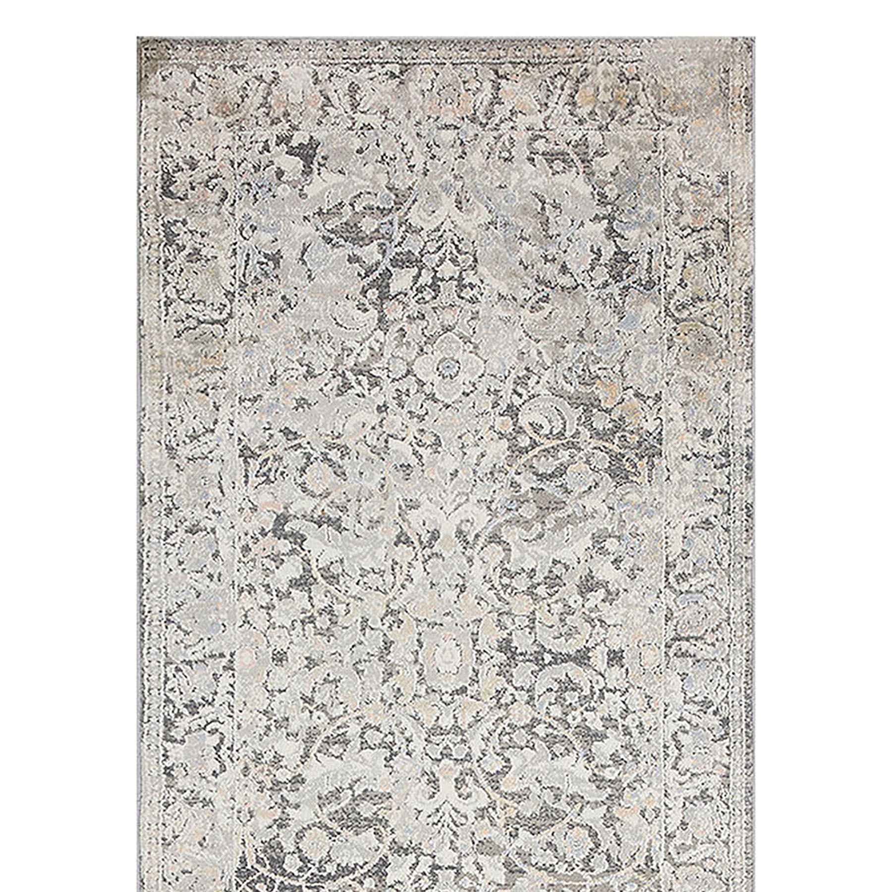 (B769) Helena Grey Floral Runner, 2x7