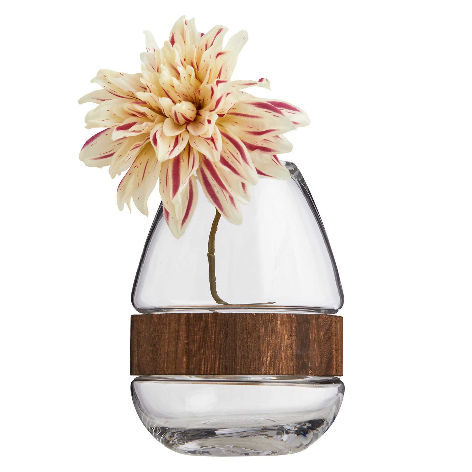 Found & Fable Wood Band Glass Vase, 7.5"