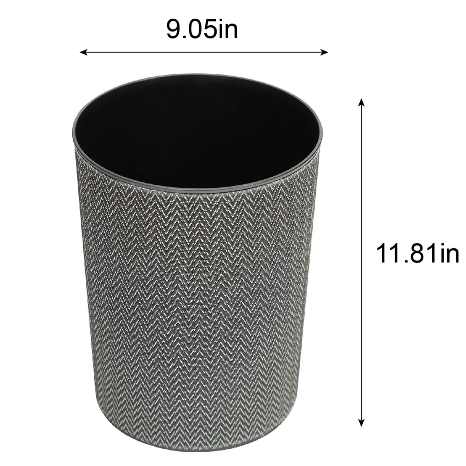 Deco Black Chevron Wastebasket, 18"