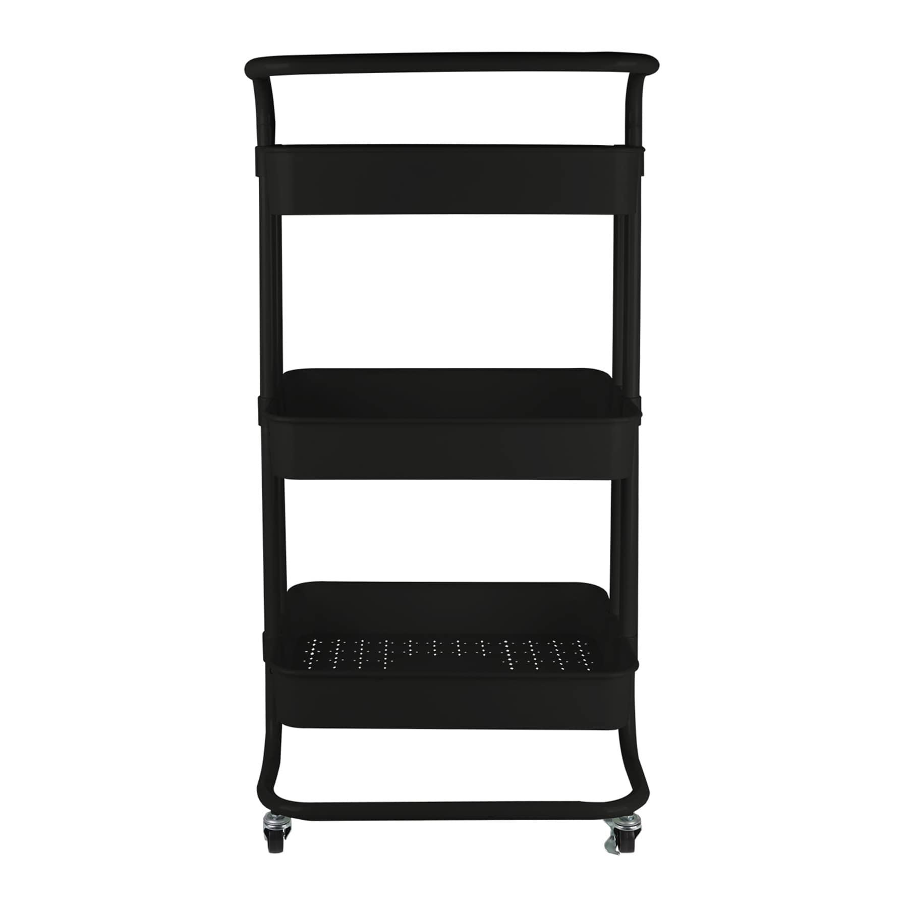3-Tier Rolling Storage Cart, Black