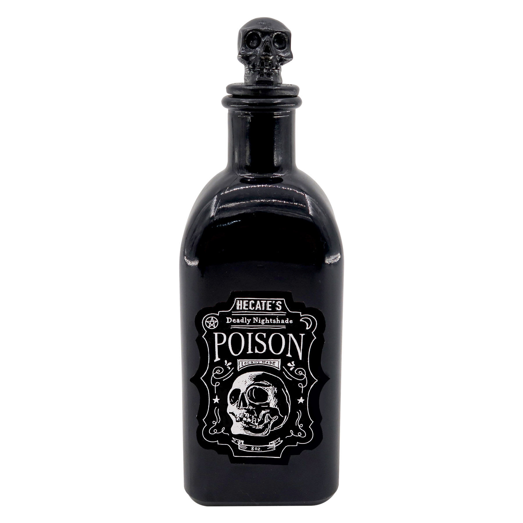 Black Glass Halloween Potion Bottle, 7"