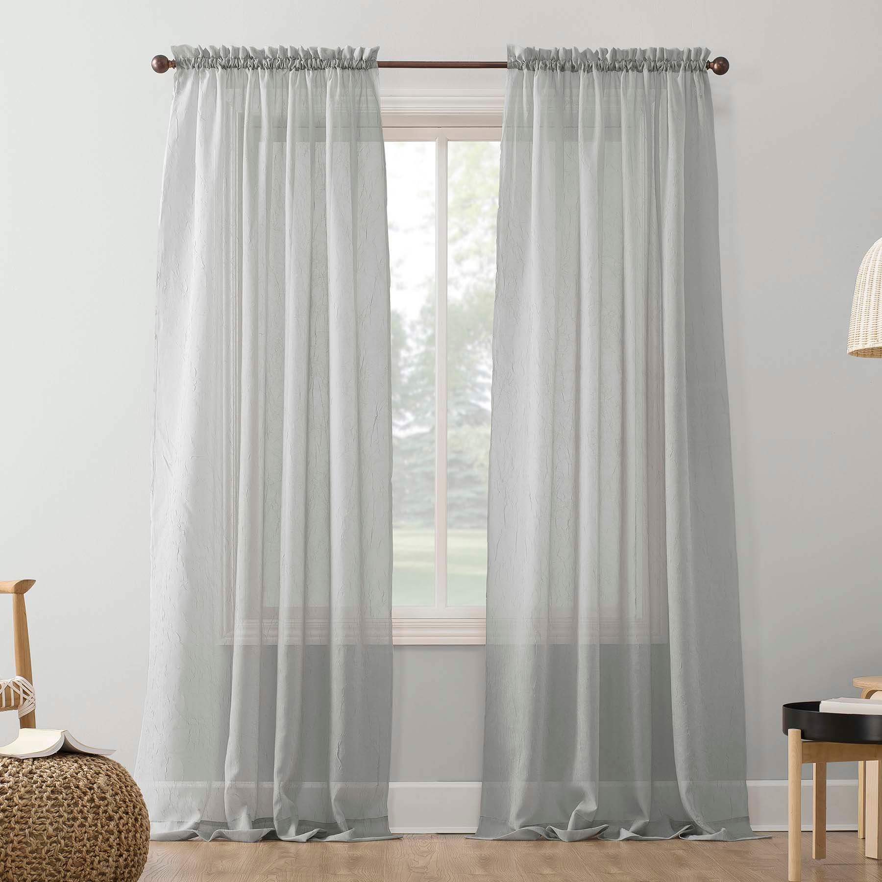 Erica Silver Rod Pocket Sheer Curtain Panel, 84"