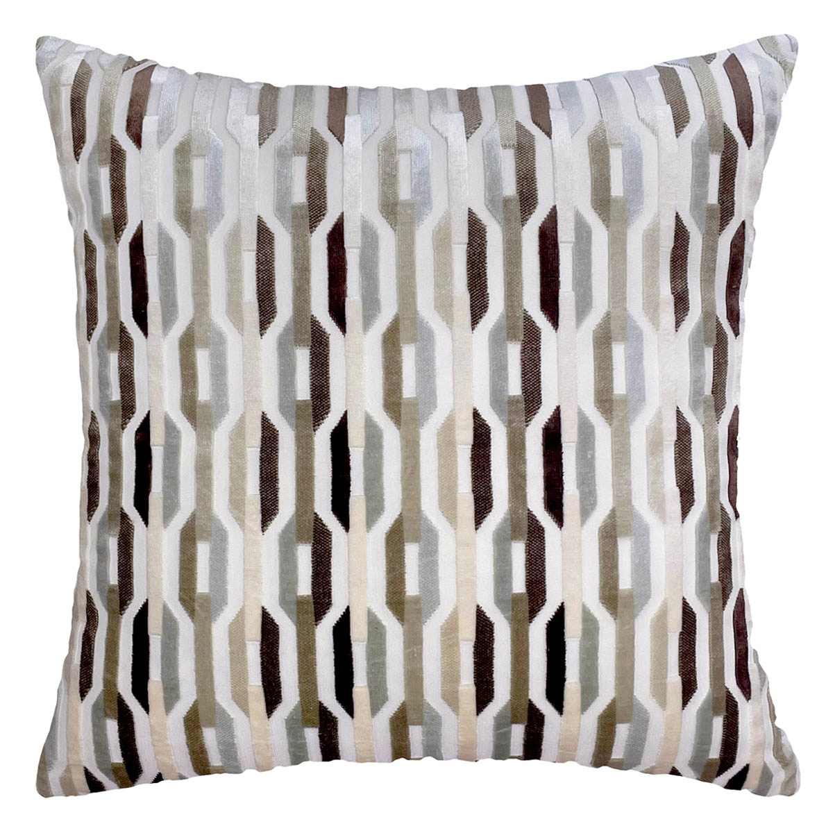 Natural Geo Link Cut Velvet Throw Pillow, 18"