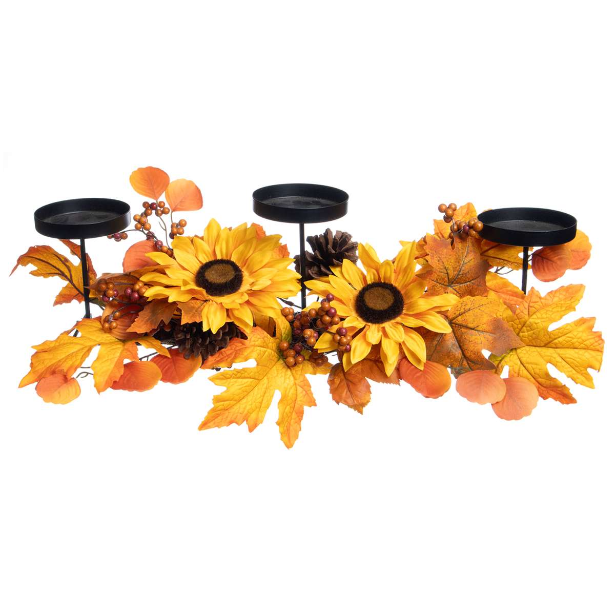 Sunflower & Berry Candle Holder, 7"