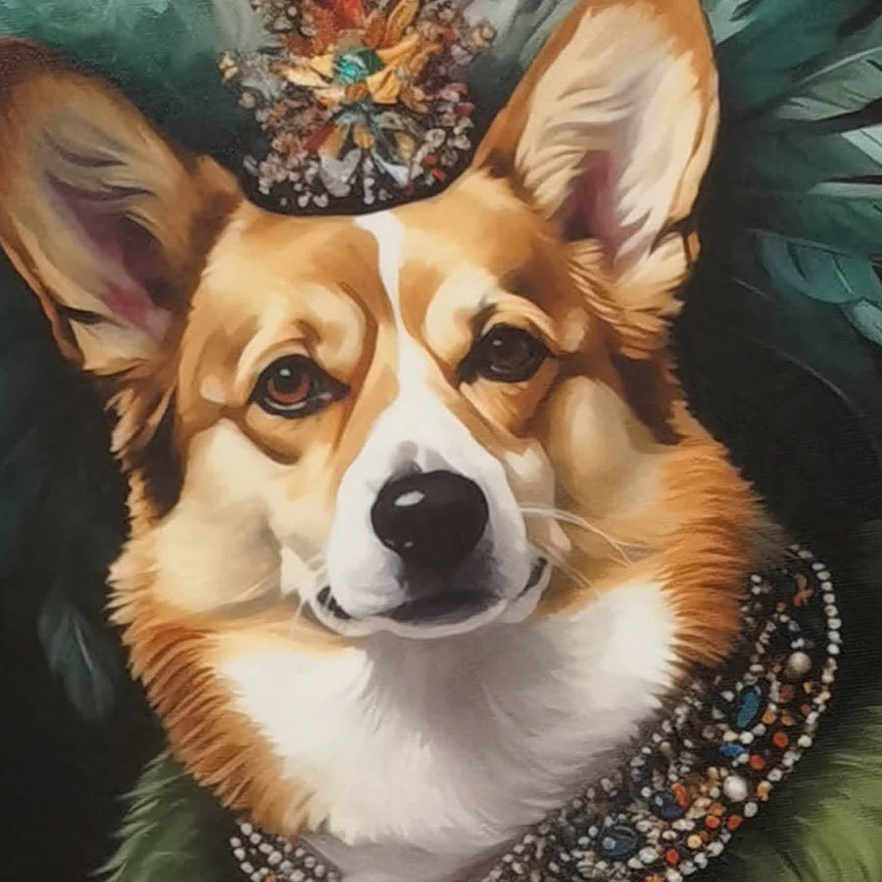 12X16 Victorian Corgi Canvas Wall Art