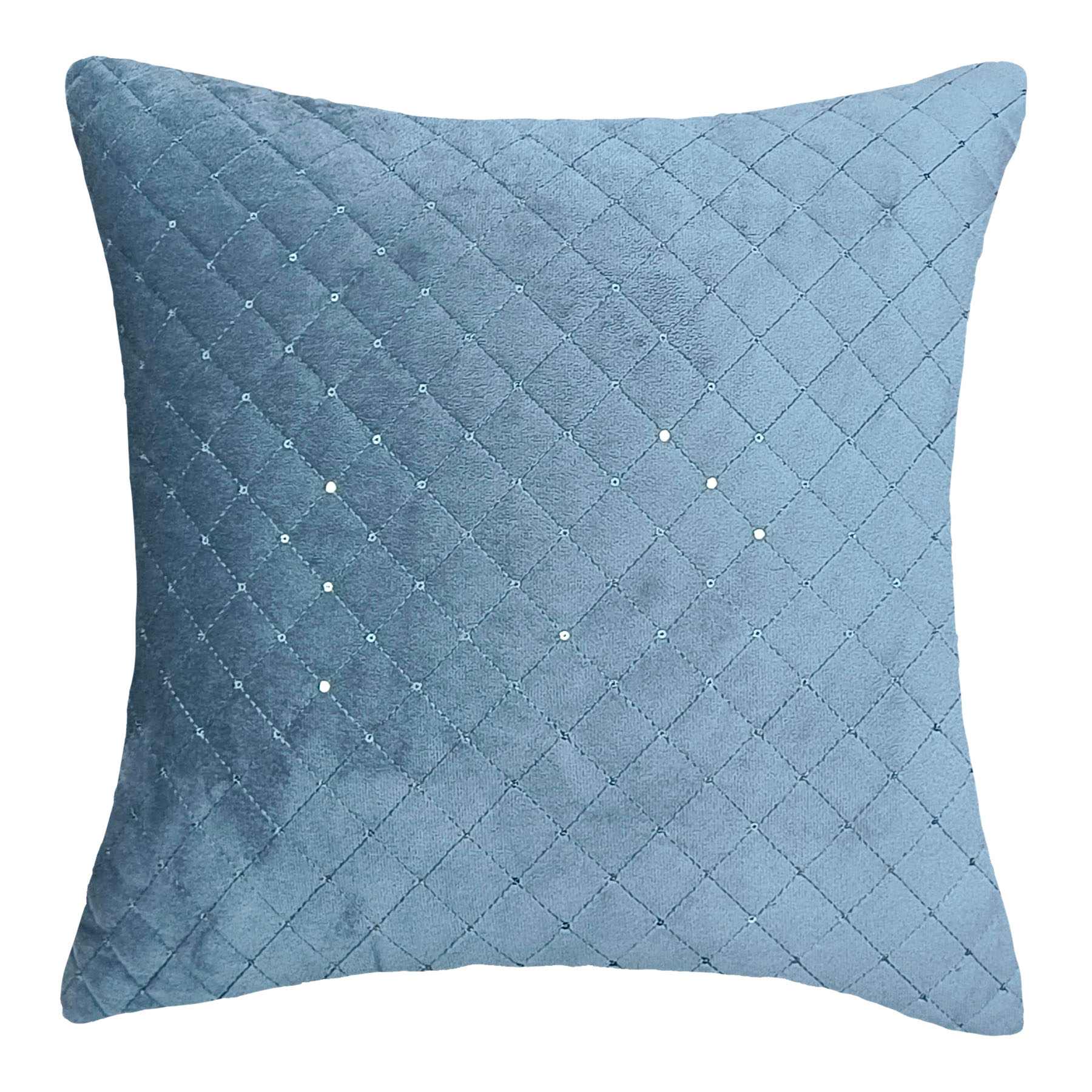 Grey Sequin Quilted Velvet Throw Pillow, 18"