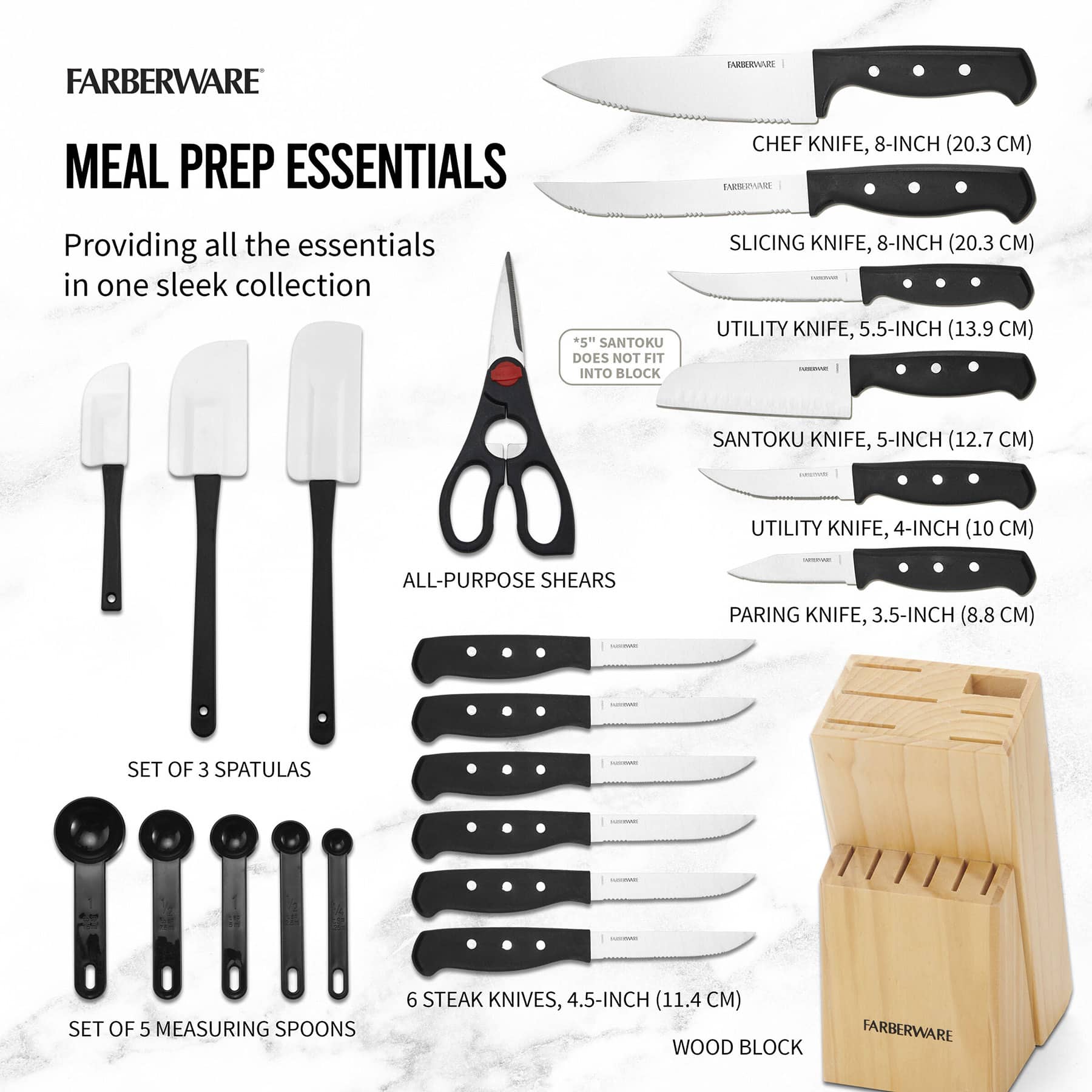 Farberware 22-Piece Triple Riveted Knife Block Set