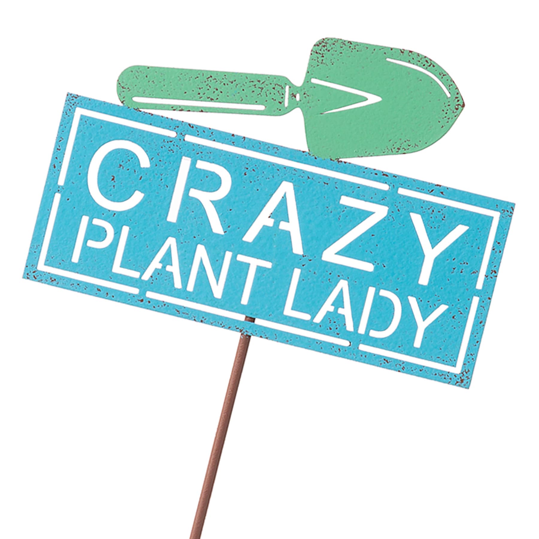 Crazy Plant Lady with Shovel Metal Yard Pick, 16"