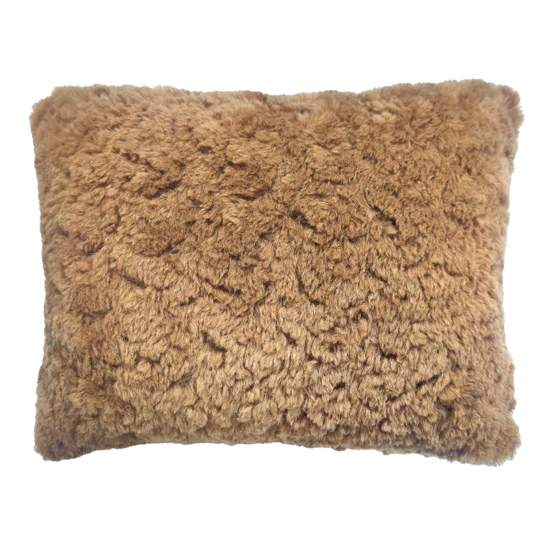 Brown Textured Faux Fur Throw Pillow, 14x20