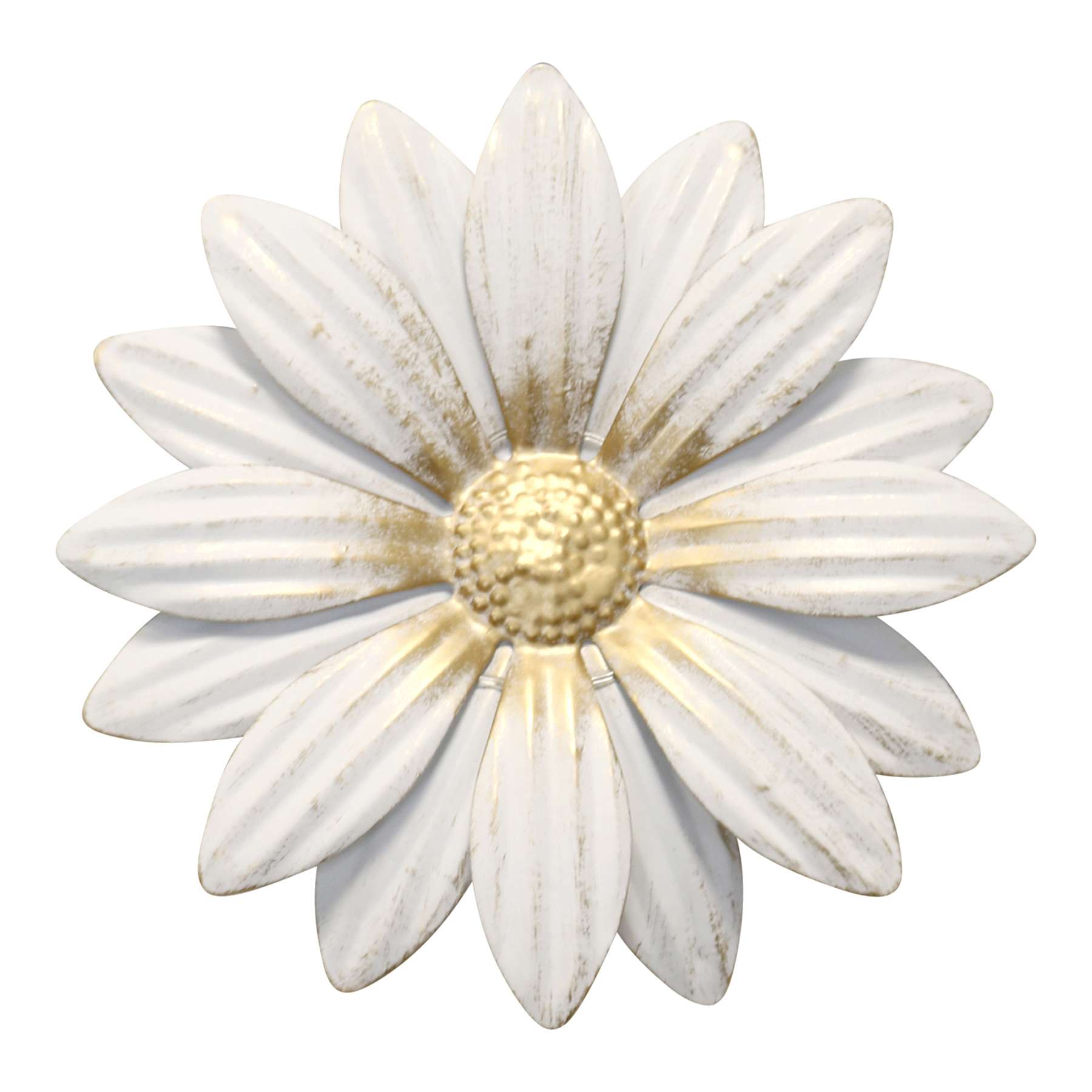 White Rustic Metal Flower Wall Art, 7"