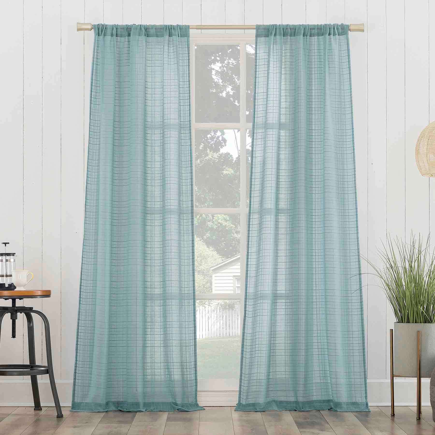 Bayside Blue Rod Pocket Curtain Panel, 84"