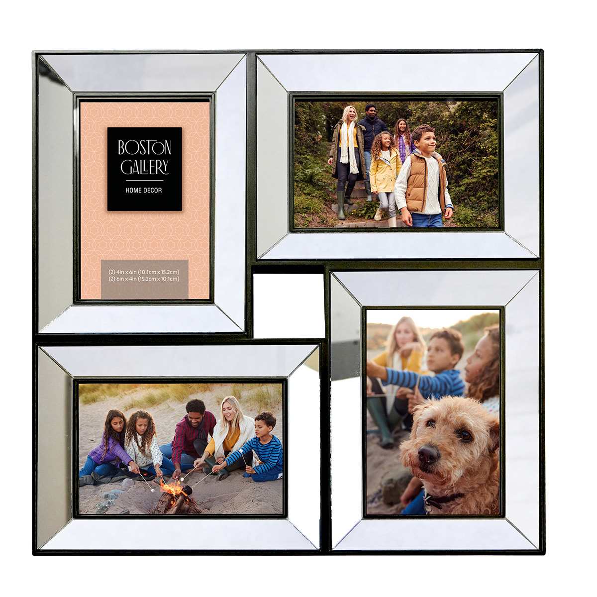 4-Opening Mirrored Collage Wall Frame, 14"