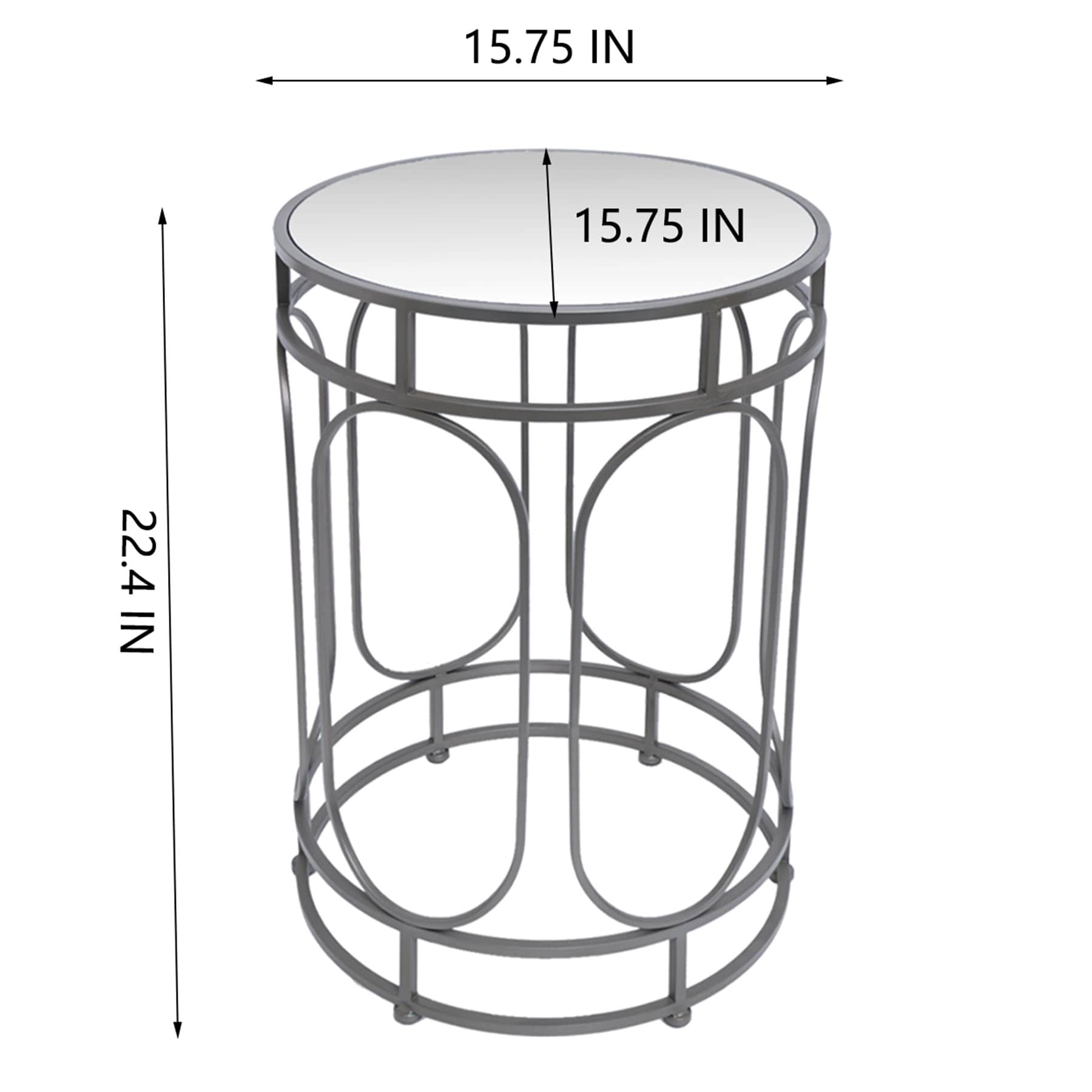 Providence Abby Mirrored Drum Accent Table, Silver