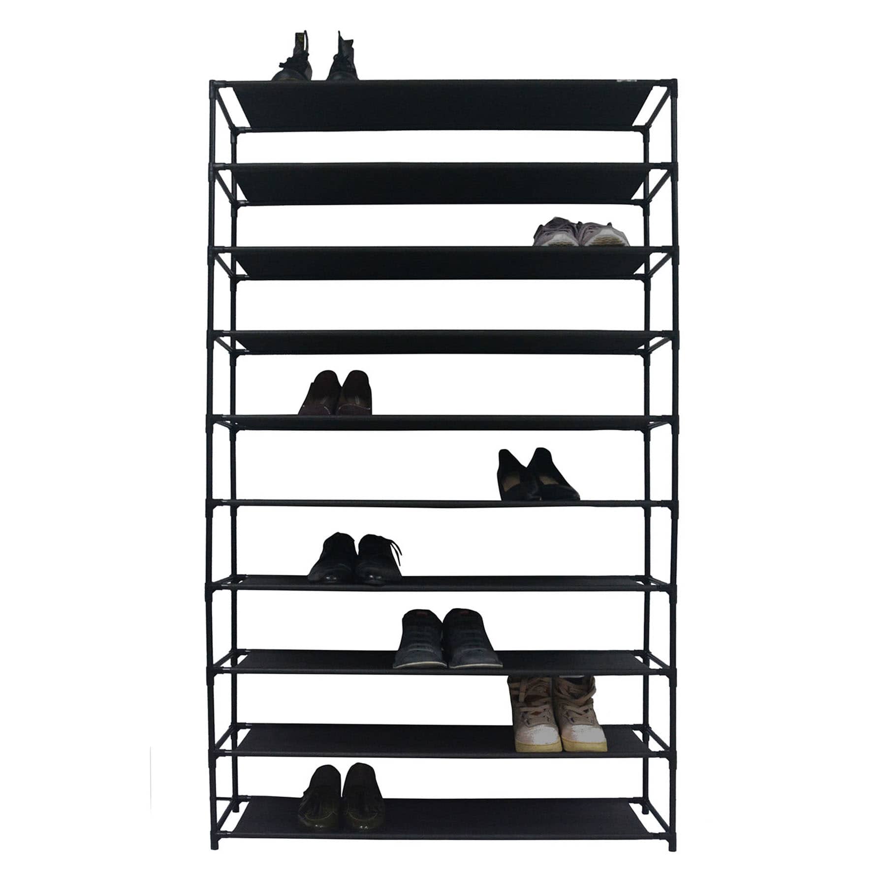 50-Pair Fabric Shelf Standing Shoe Rack, Black