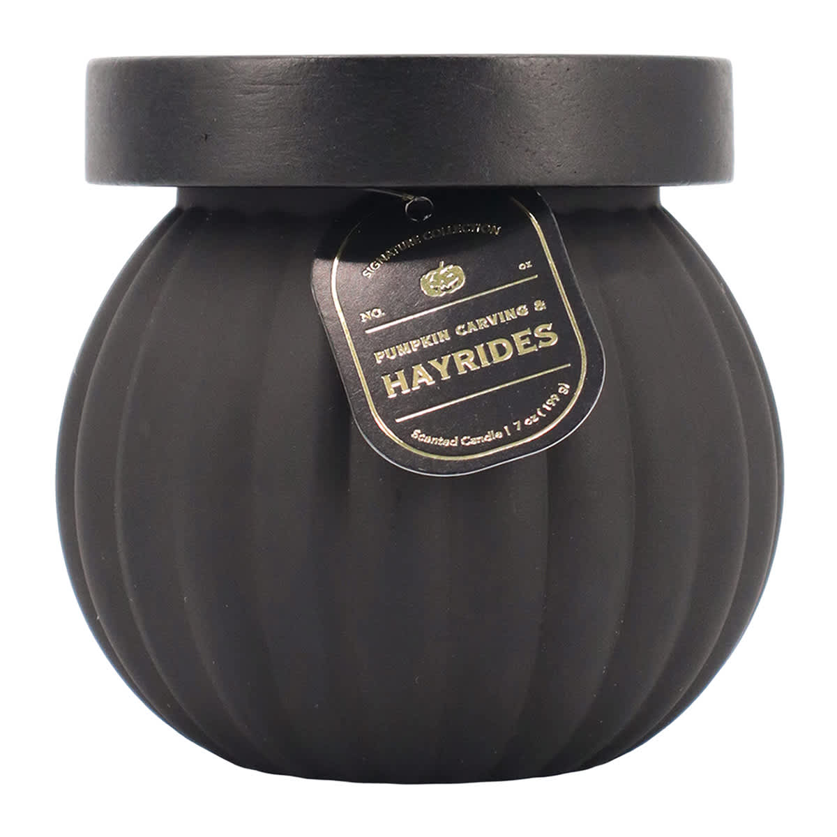 Pumpkin Carving & Hayrides Scented Black Pumpkin Jar Candle, 7oz