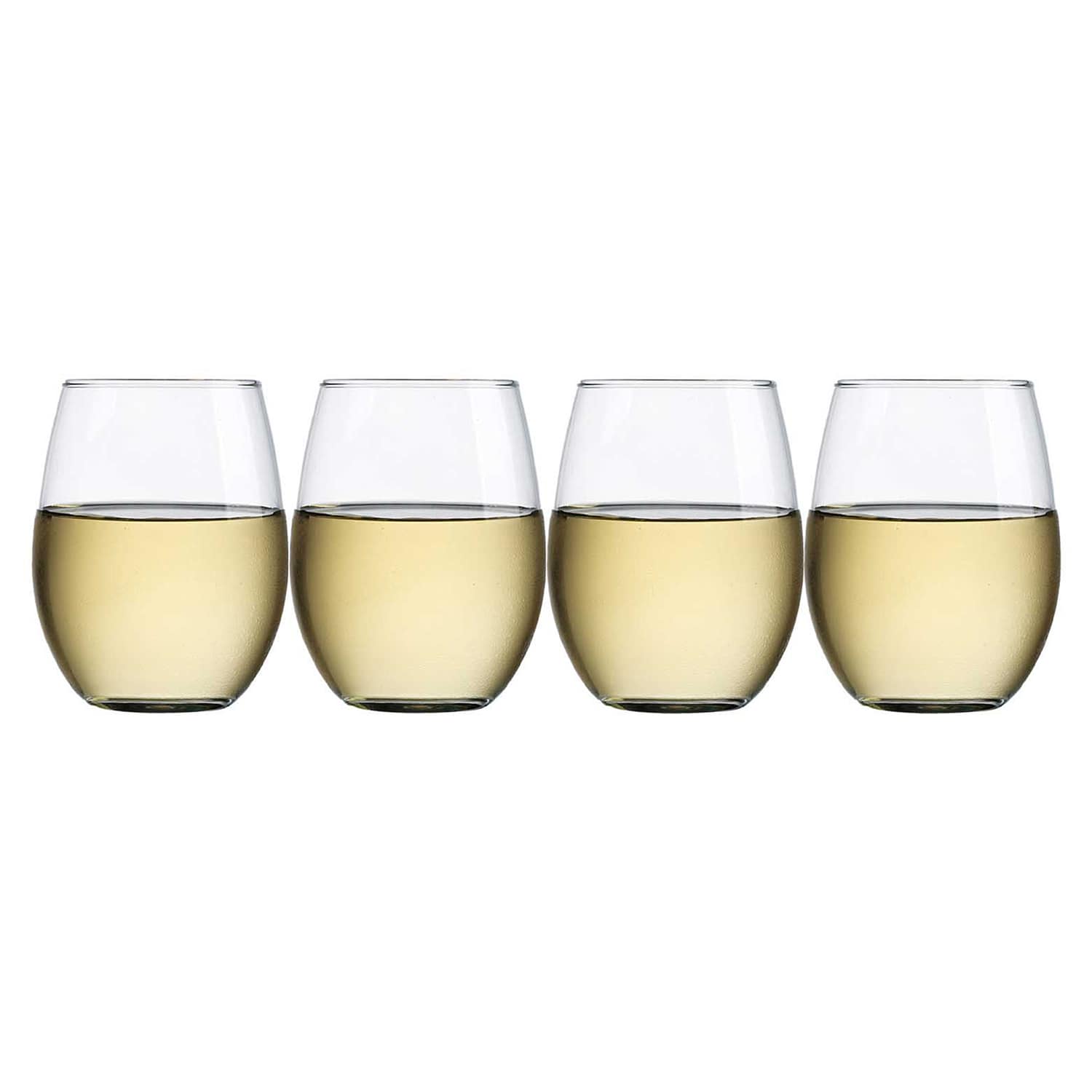 Set of 4 Stemless Wine Glasses, 15oz