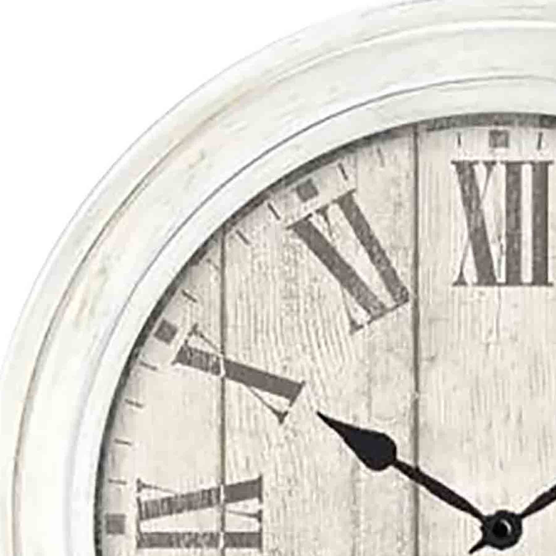 White Wash Roman Numeral Round Wall Clock, 16"