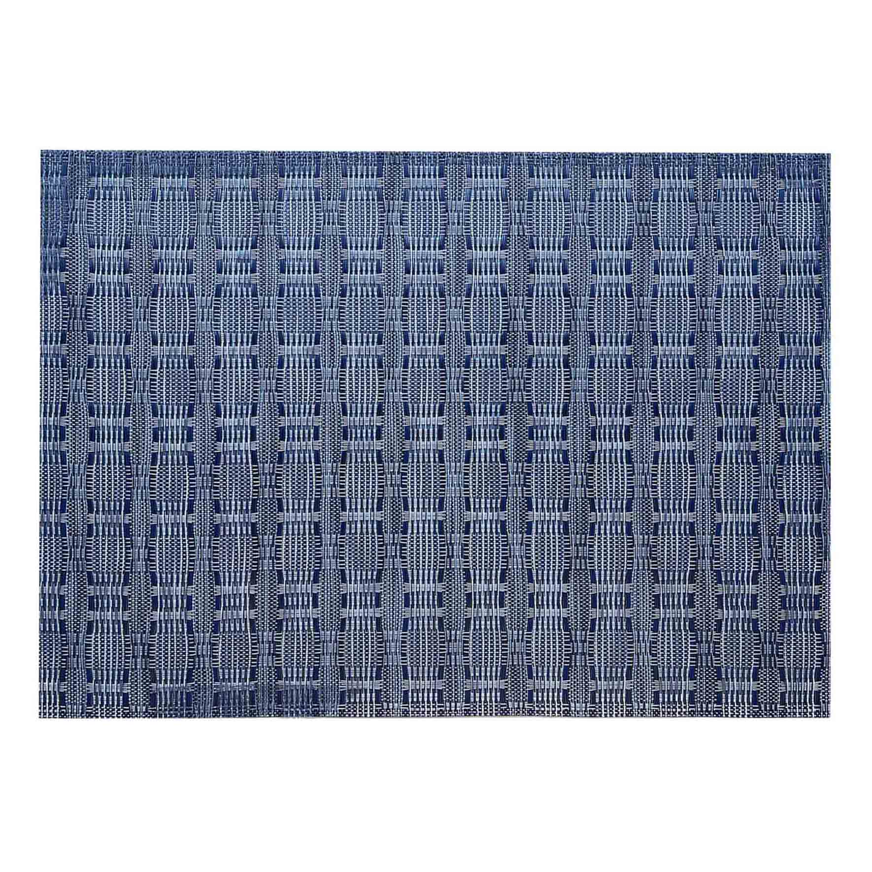 Set of 6 Marquis Blue Woven Vinyl Placemats, 13x18