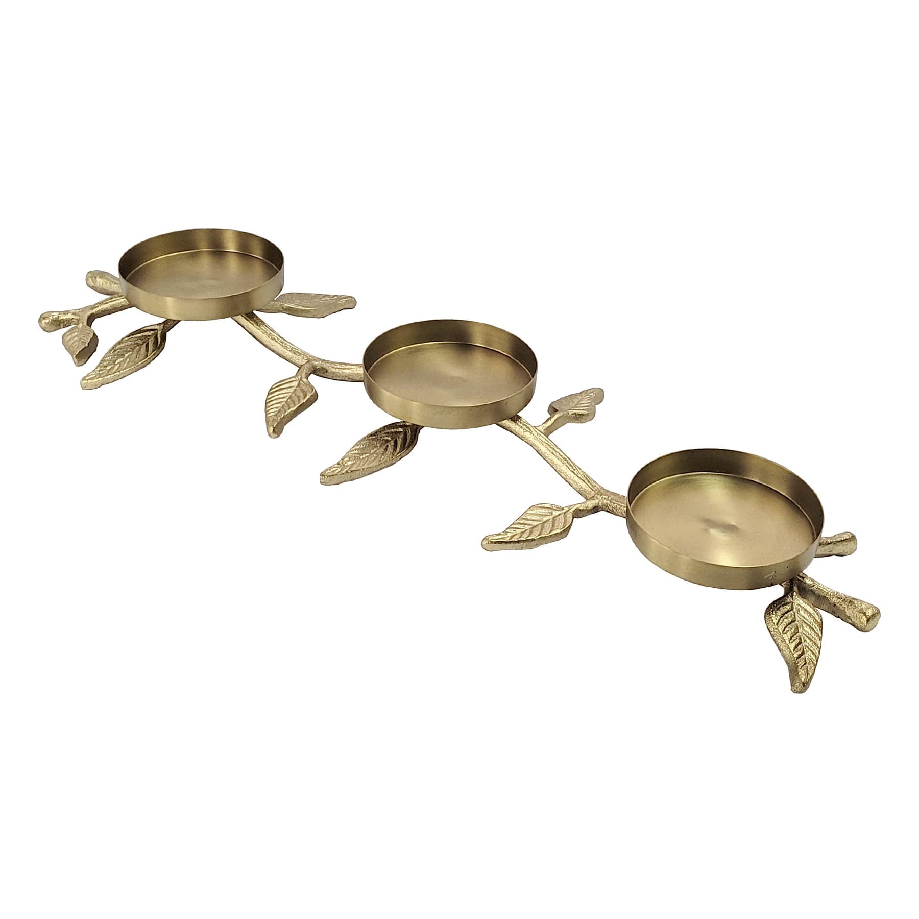 Gold Branch 3-Pillar Centerpiece Candle Holder, 8"