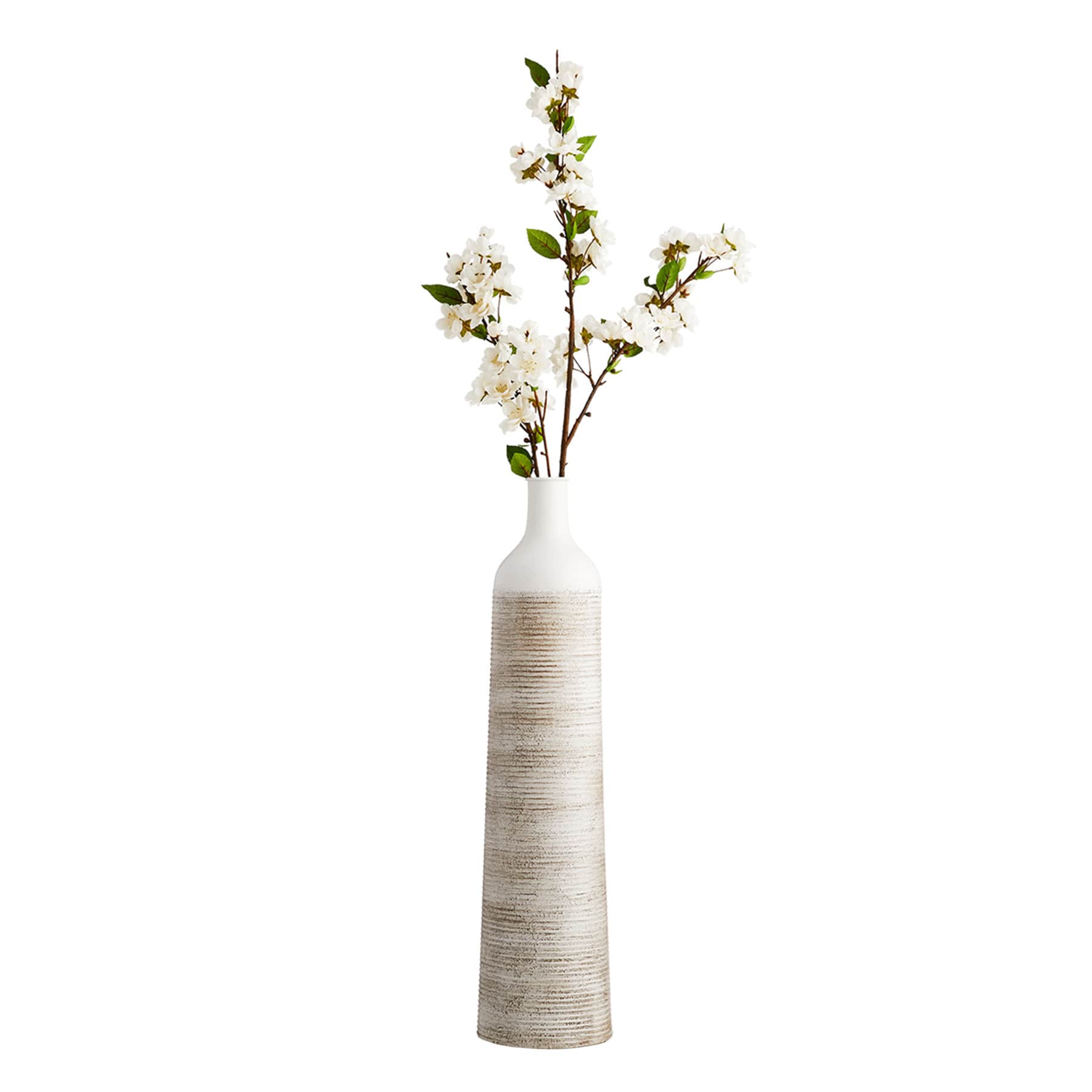 White & Cream Metal Vase, 24"