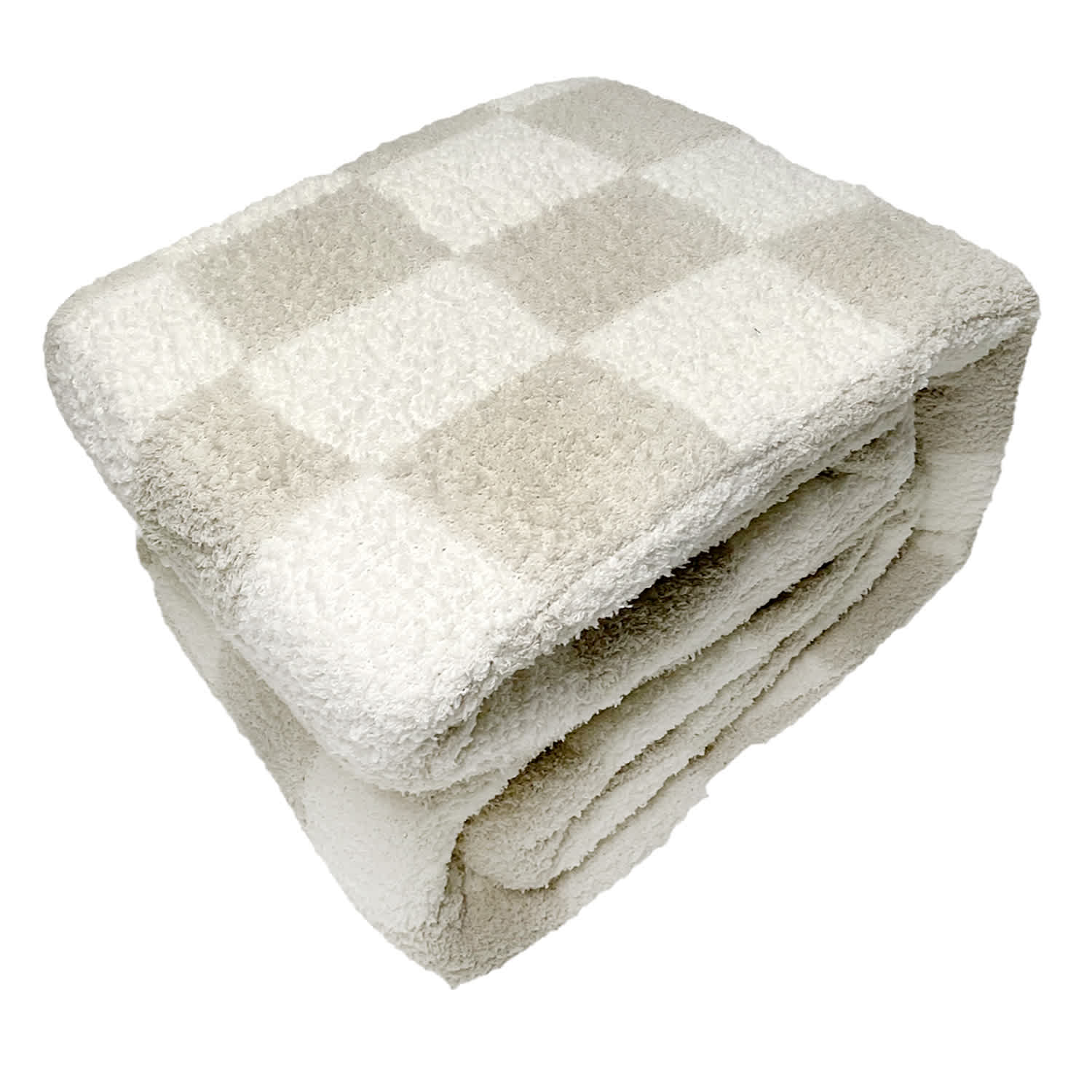 Honeybloom Light Grey Checkered Cozy Knit Bed Blanket, Twin/Twin XL