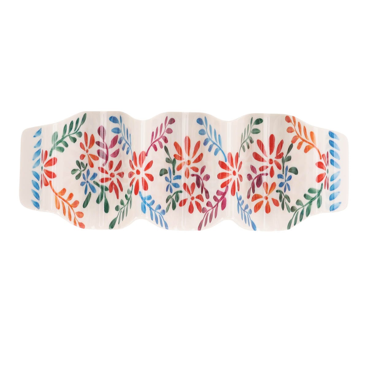 Set of 2 White Floral Taco Holders, 7x3