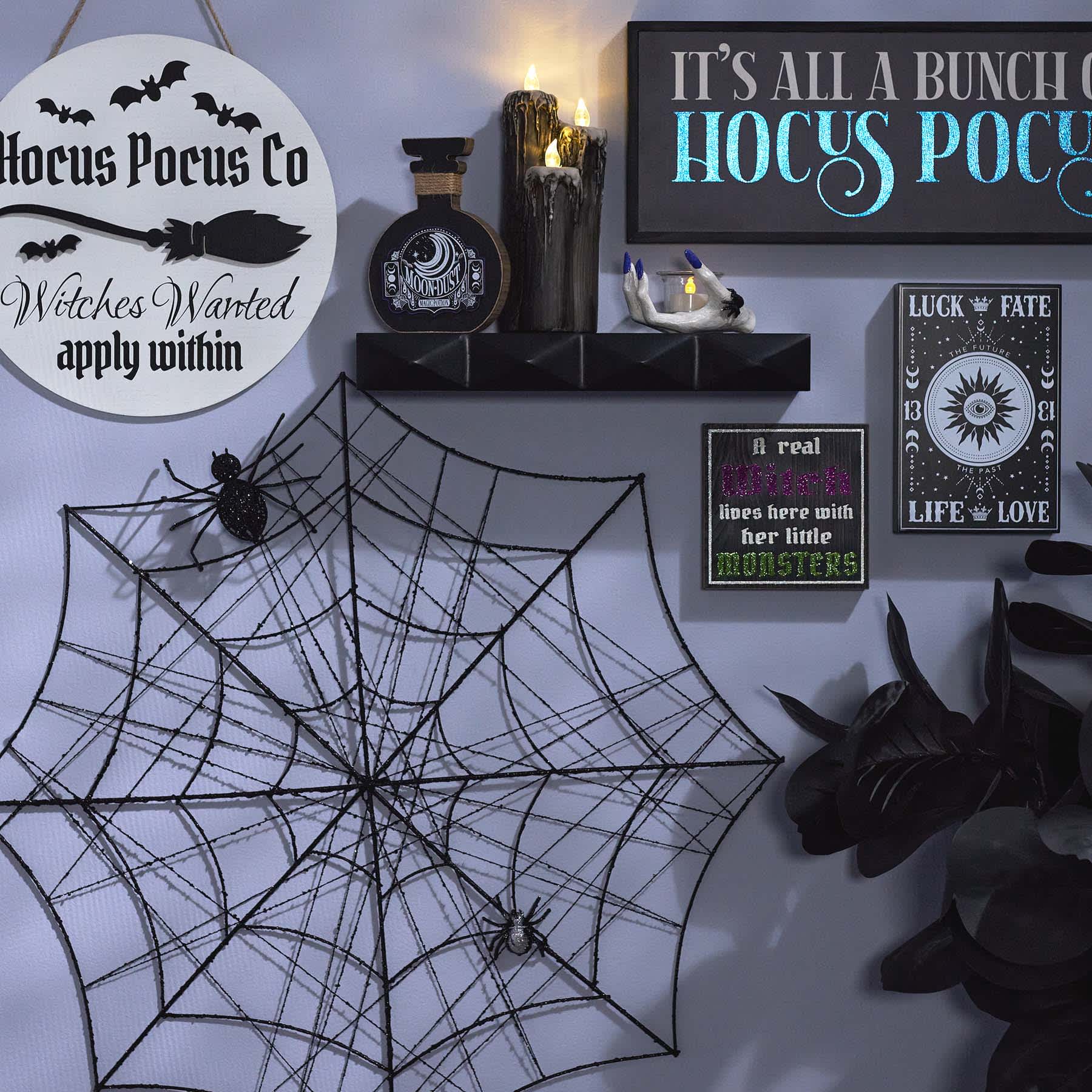 Spellbound Black Metal Wire Spider Web, 30"