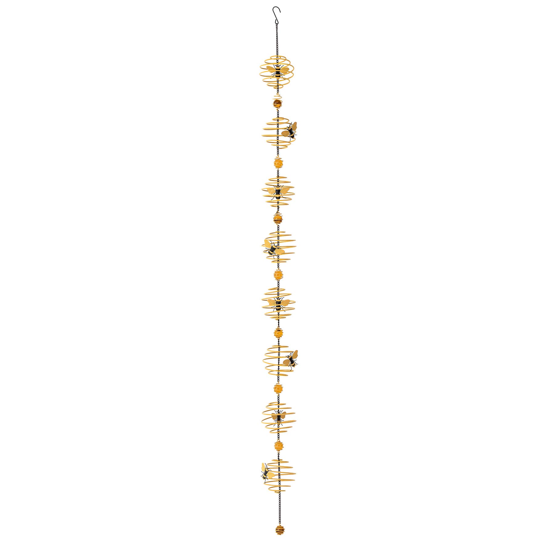 Honeybloom Metal Spiral Bee Rain Chain, 60"
